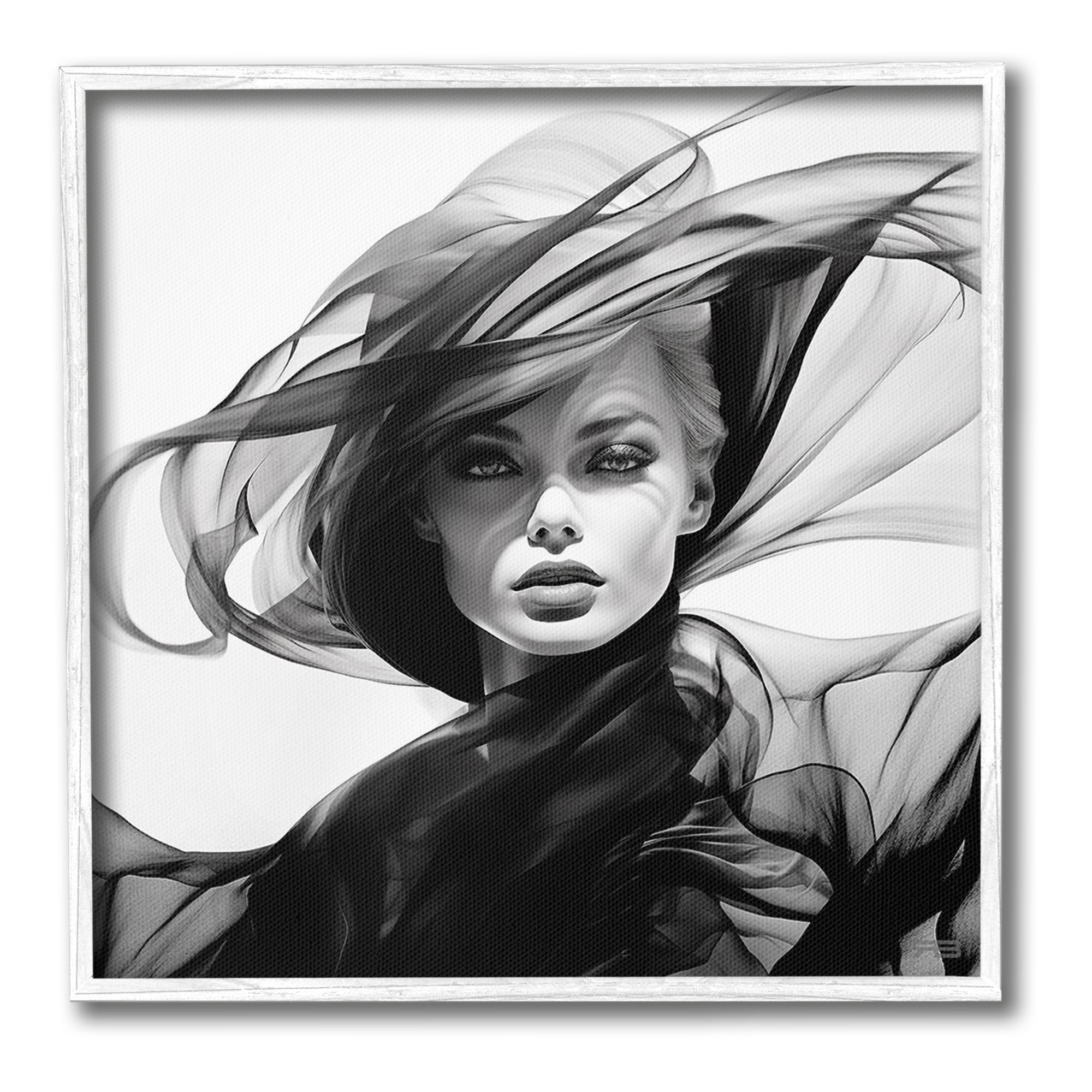 Stupell Industries Modern Fashion Portrait Abstract Painting White Framed Art Print Wall Art, 24 x 24
