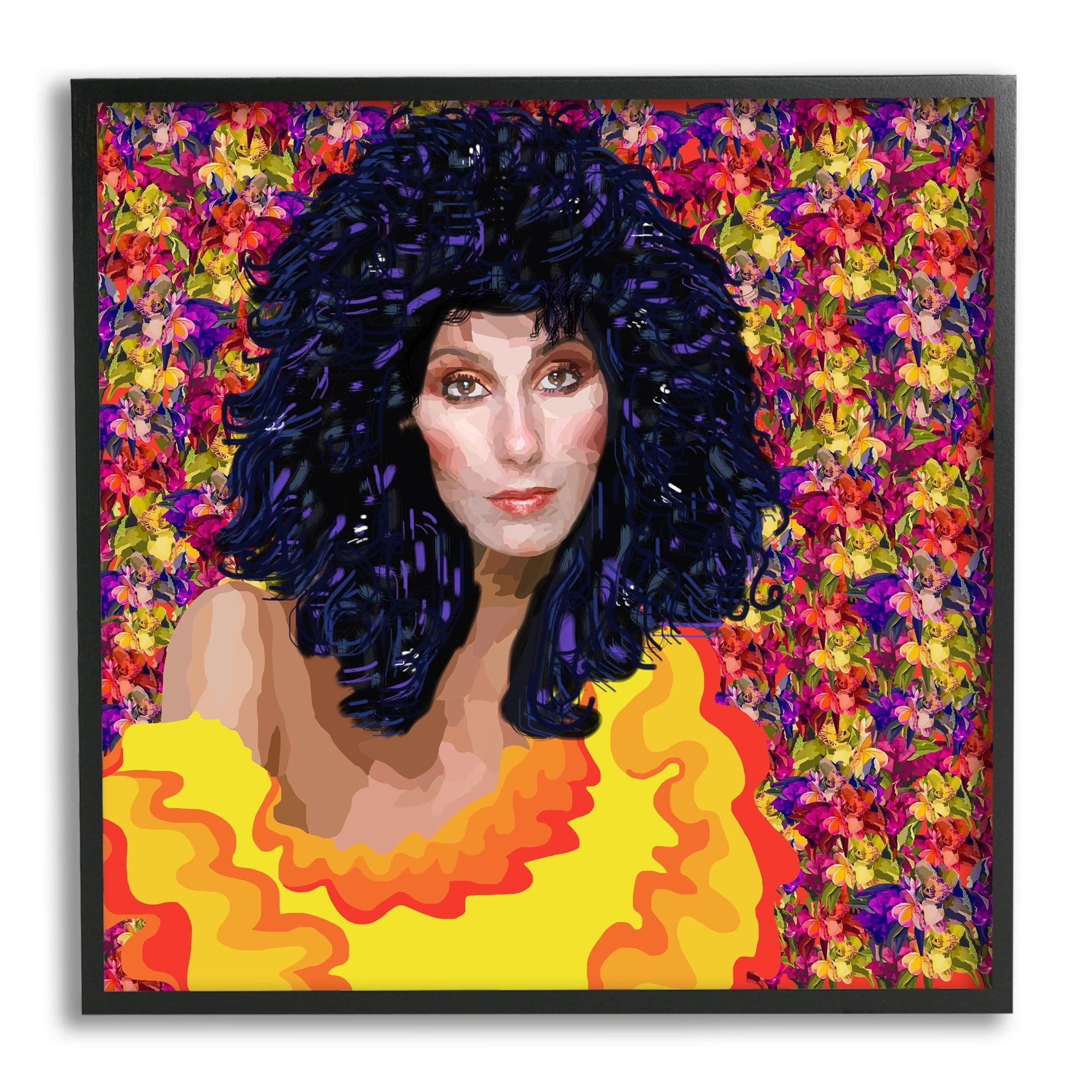 Stupell Industries Modern Fashion Singer Icon Floral Petal Pattern Background, 17 x 30, Design by Lynnda Rakos