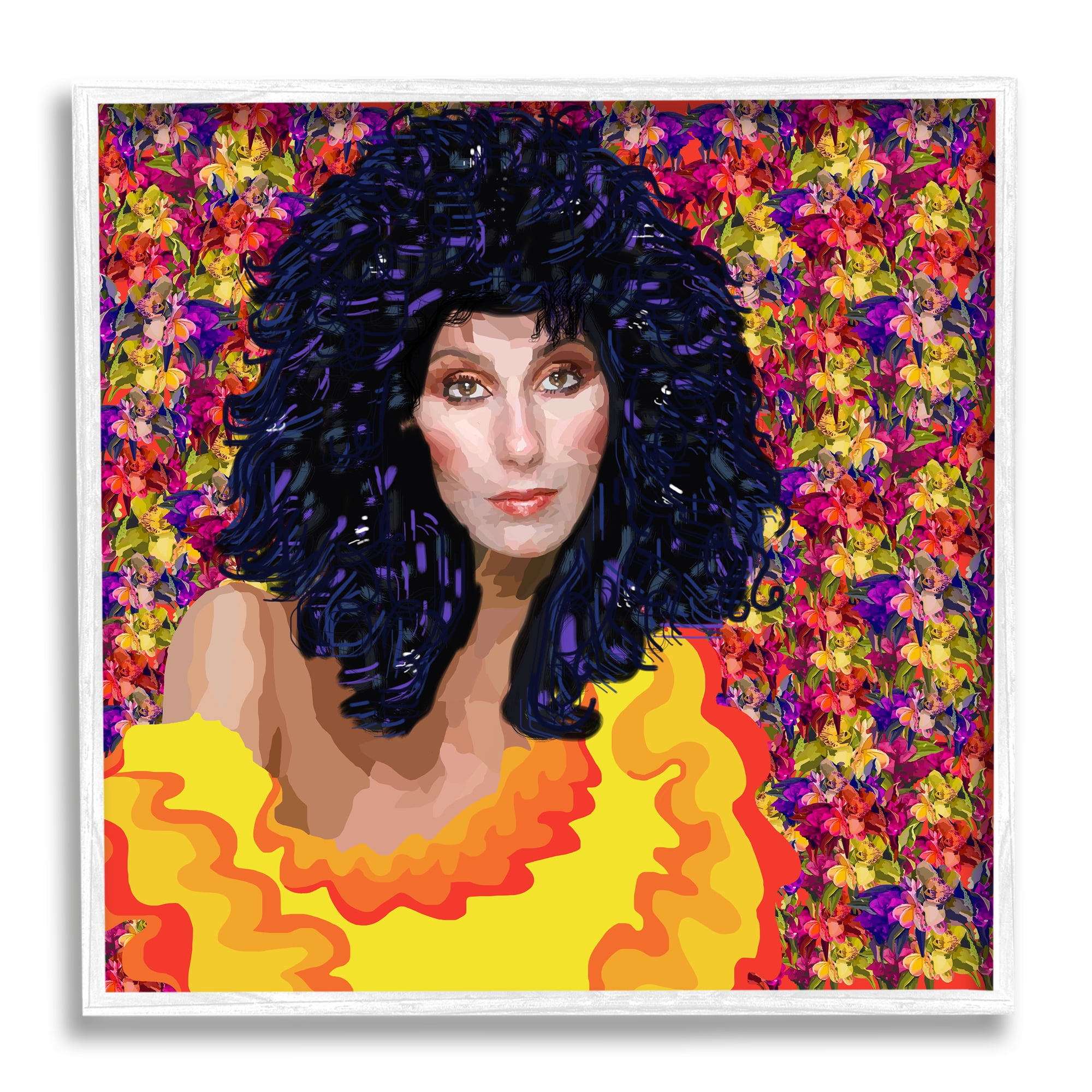 Stupell Industries Modern Fashion Singer Icon Floral Petal Pattern Background, 24 x 24, Design by Lynnda Rakos
