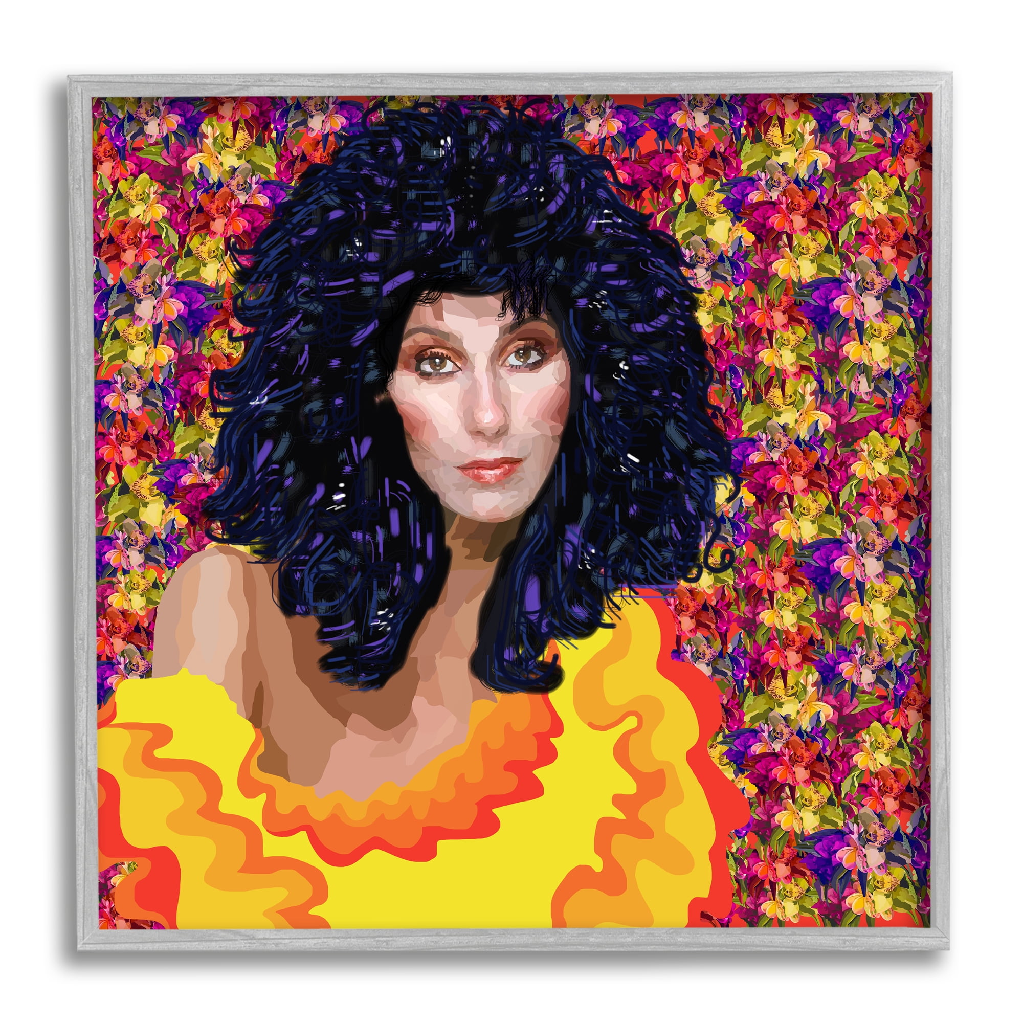 Stupell Industries Modern Fashion Singer Icon Floral Petal Pattern Background, 24 x 24, Design by Lynnda Rakos