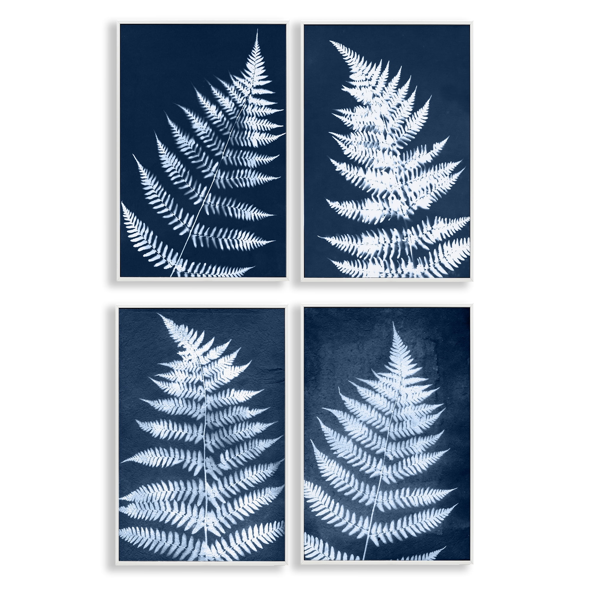 Stupell Industries Modern Fern Impressions Plants & Flowers Painting White Framed Art Print Wall Art, 16 x 24, Set of 4