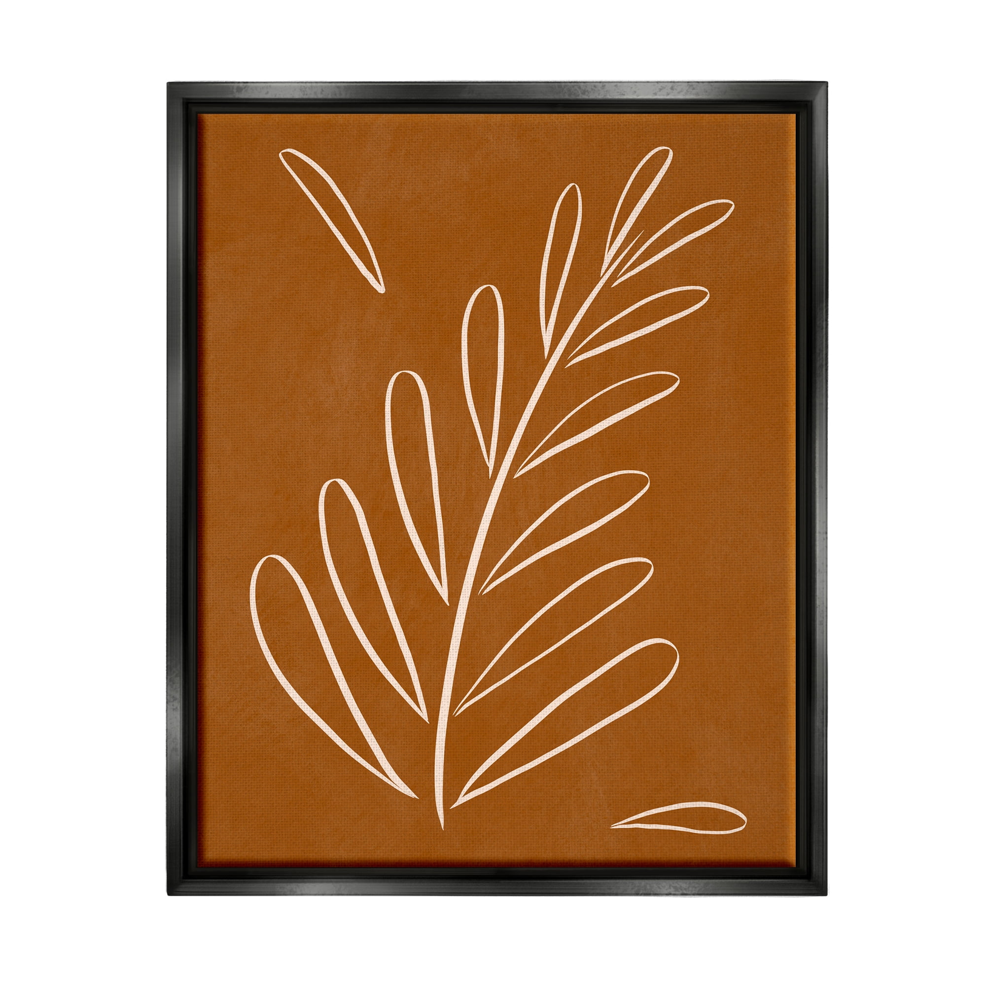 Stupell Industries Modern Fern on Brown Botanical & Floral Painting Black Floater Framed Canvas Art Print Wall Art, 25 x 31