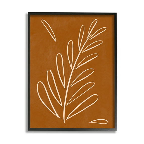 Stupell Industries Modern Fern on Brown Botanical & Floral Painting Black Framed Art Print Wall Art, 24 x 30