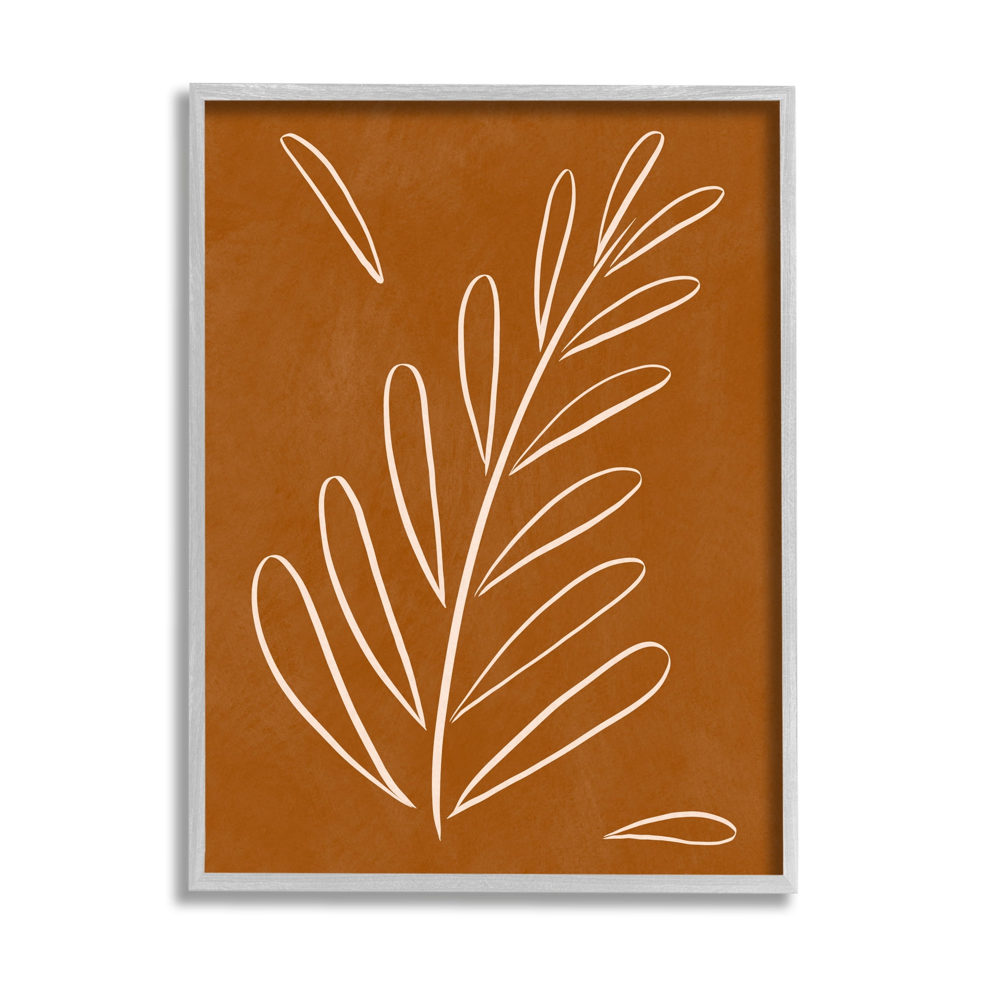 Stupell Industries Modern Fern on Brown Botanical & Floral Painting Gray Framed Art Print Wall Art, 24 x 30