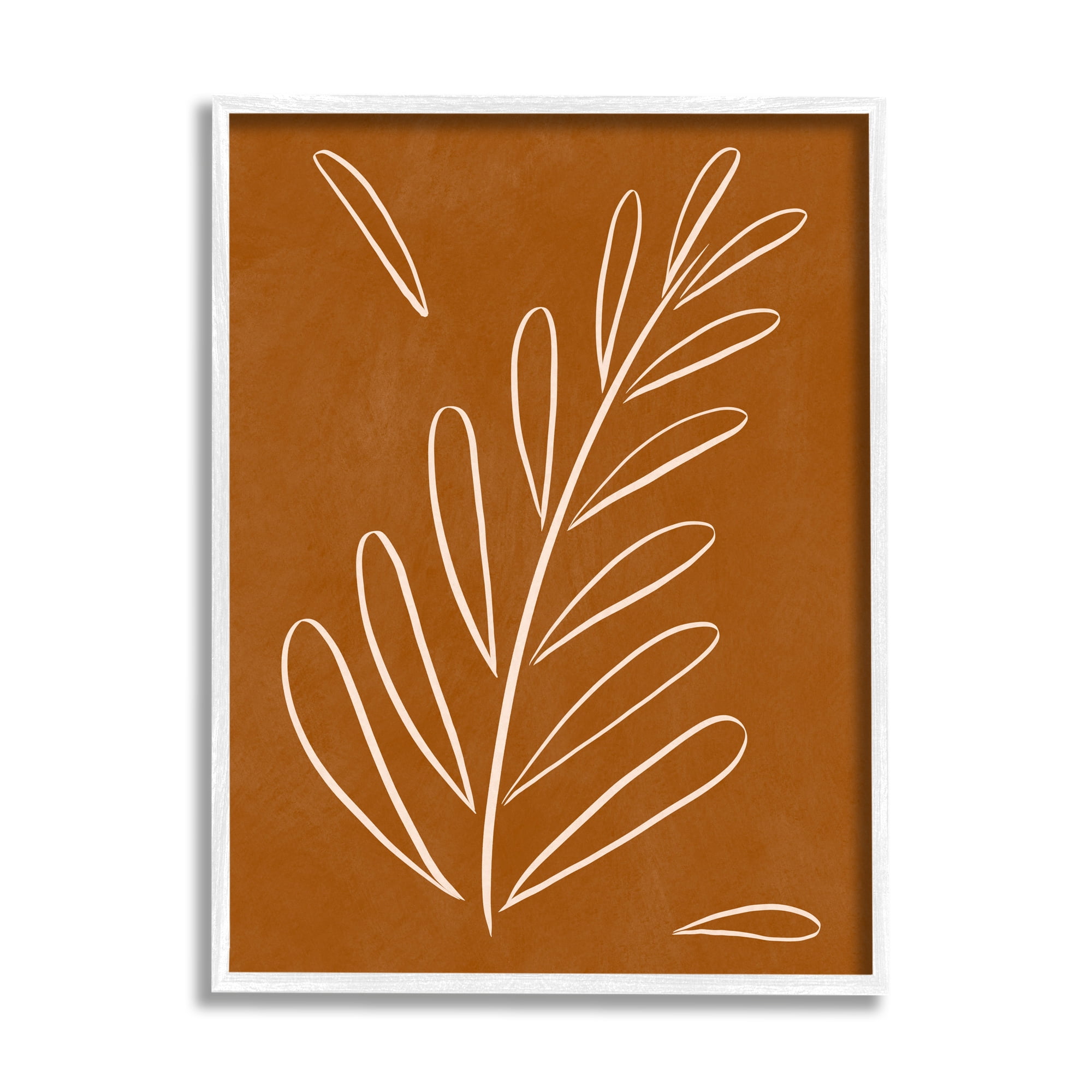 Stupell Industries Modern Fern on Brown Botanical & Floral Painting White Framed Art Print Wall Art, 24 x 30