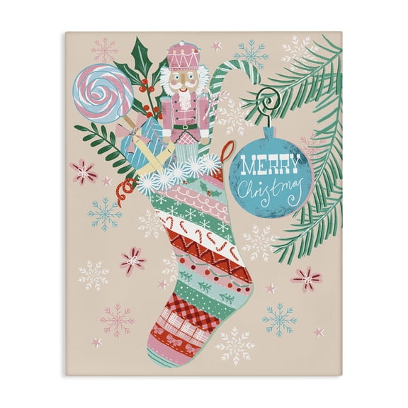 Stupell Industries Modern Festive Filled Stocking Holiday Painting Wrapped Canvas Canvas Art Print Wall Art, 30 x 40