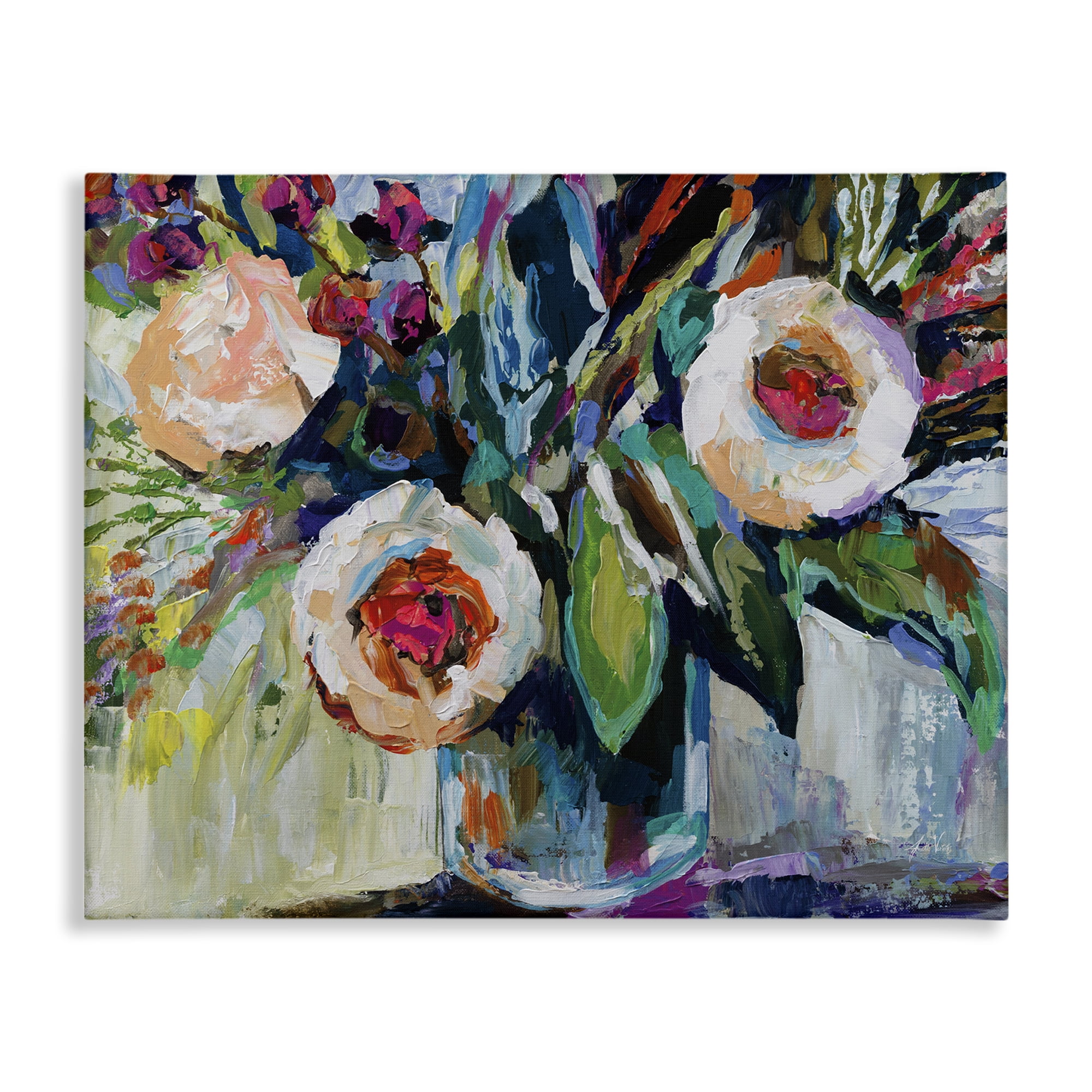 Stupell Industries Modern Fiesta Flowers Plants & Flowers Painting Wrapped Canvas Art Print Wall Art, 20 x 16
