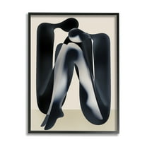 Stupell Industries Modern Figures Sitting Abstract Painting Black Framed Art Print Wall Art, 11 x 14