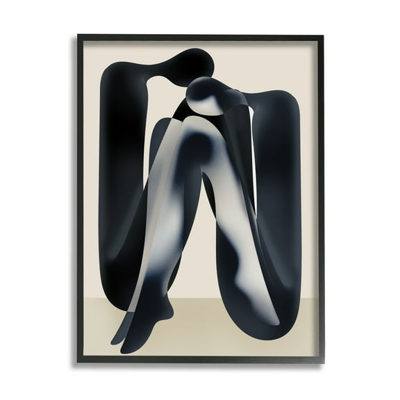 Stupell Industries Modern Figures Sitting Abstract Painting Black Framed Art Print Wall Art, 11 x 14