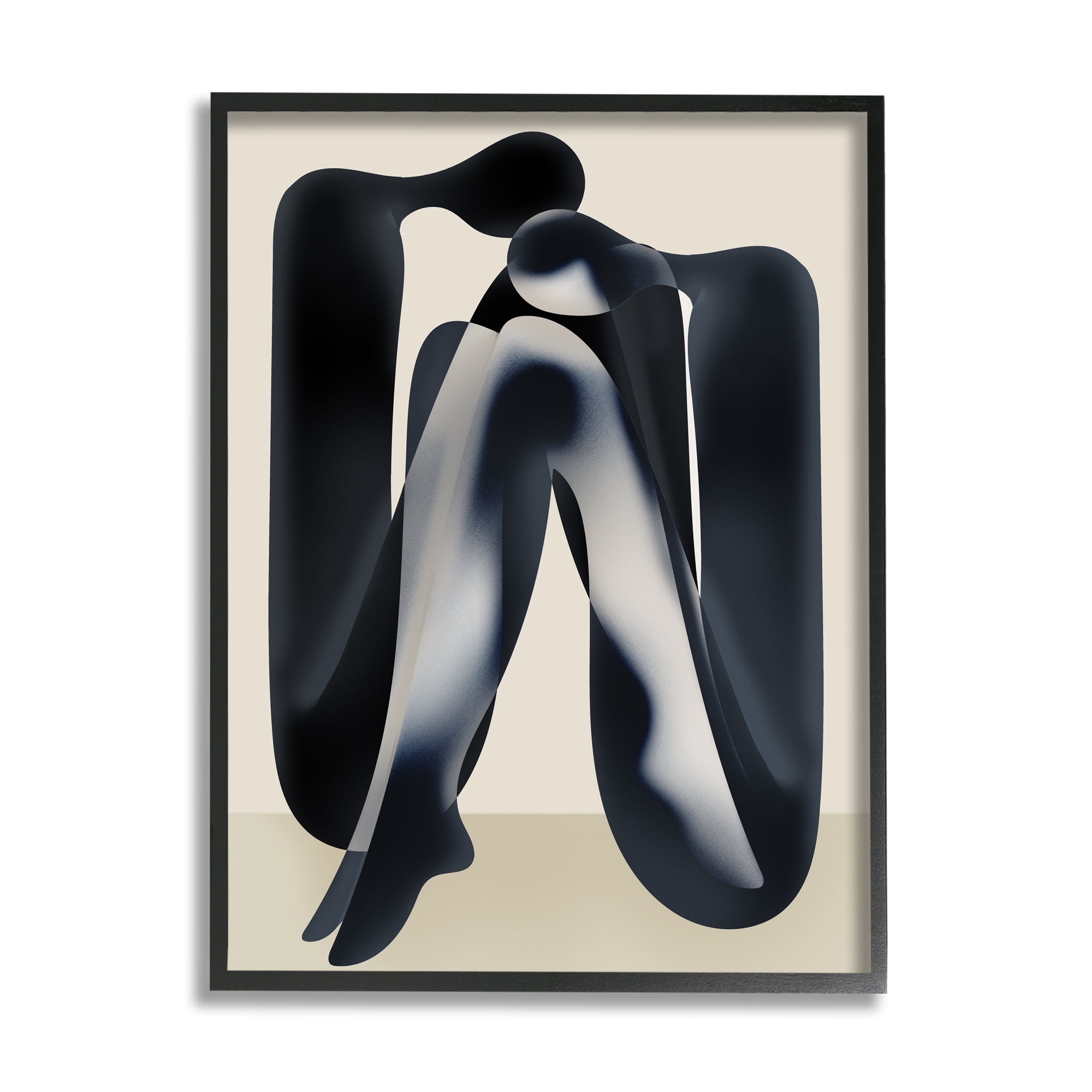 Stupell Industries Modern Figures Sitting Abstract Painting Black Framed Art Print Wall Art, 16 x 20