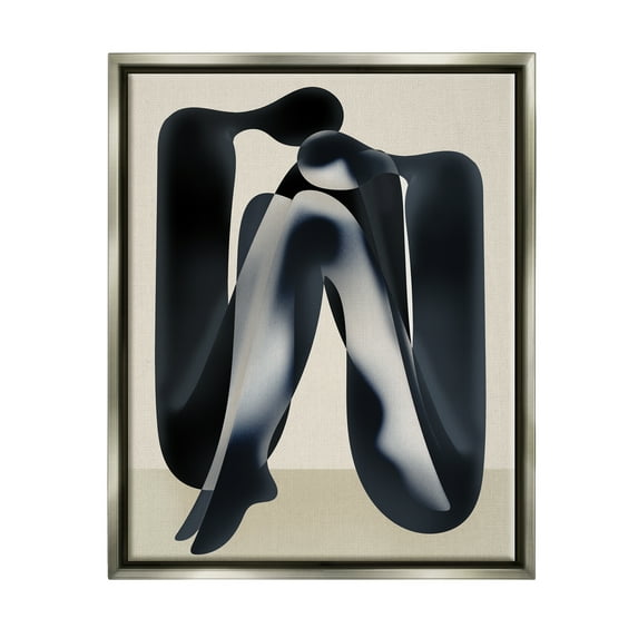 Stupell Industries Modern Figures Sitting Abstract Painting Gray Floater Framed Canvas Art Print Wall Art, 17 x 21