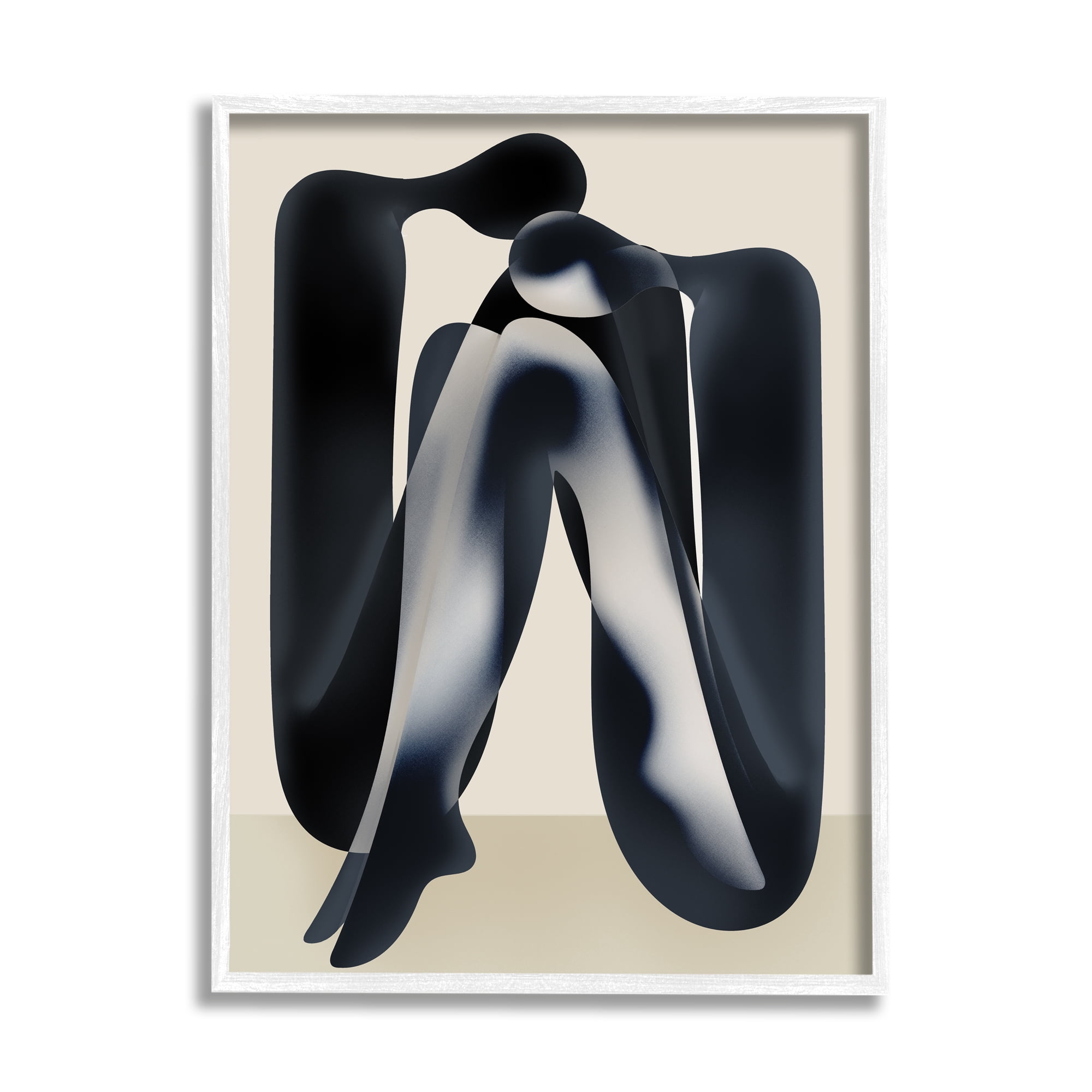 Stupell Industries Modern Figures Sitting Abstract Painting White Framed Art Print Wall Art, 16 x 20