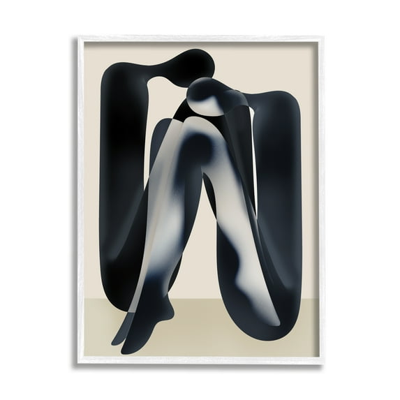 Stupell Industries Modern Figures Sitting Abstract Painting White Framed Art Print Wall Art, 24 x 30