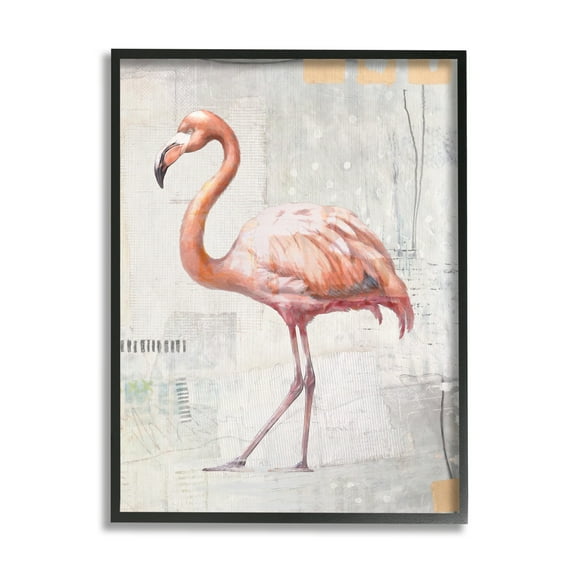 Stupell Industries Modern Flamingo Collage Animals & Insects Painting Black Framed Art Print Wall Art, 11 x 14