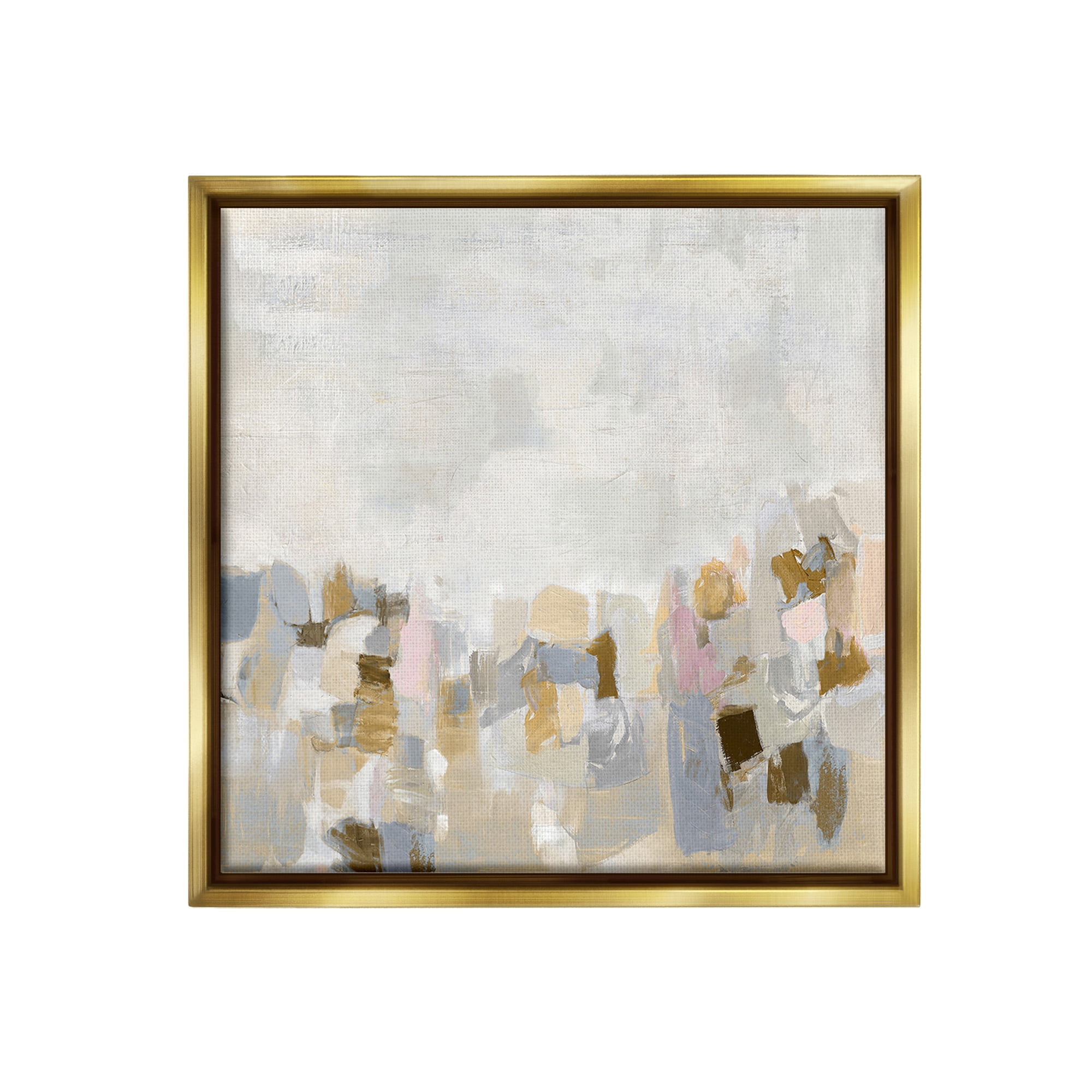 Stupell Industries Modern Flecked Landscape Abstract Painting Gold Floater Framed Canvas Art