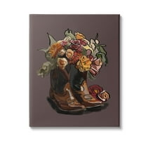 Stupell Industries Modern Floral Boot Bouquet Botanical & Floral Painting Gallery Wrapped Canvas Art Print Wall Art, 16 x 20