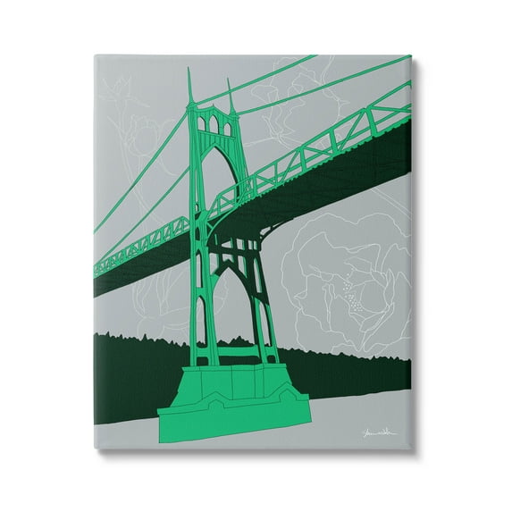 Stupell Industries Modern Floral Bridge Architecture Graphic Art Gallery Wrapped Canvas Print Wall Art, Design by Shane Donahue