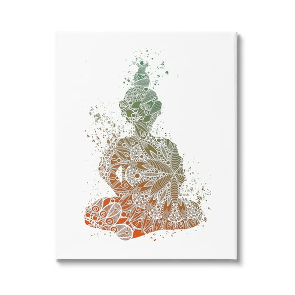 Stupell Industries Modern Floral Buddha Abstract Painting Gallery Wrapped Canvas Print Wall Art, 16 x 20