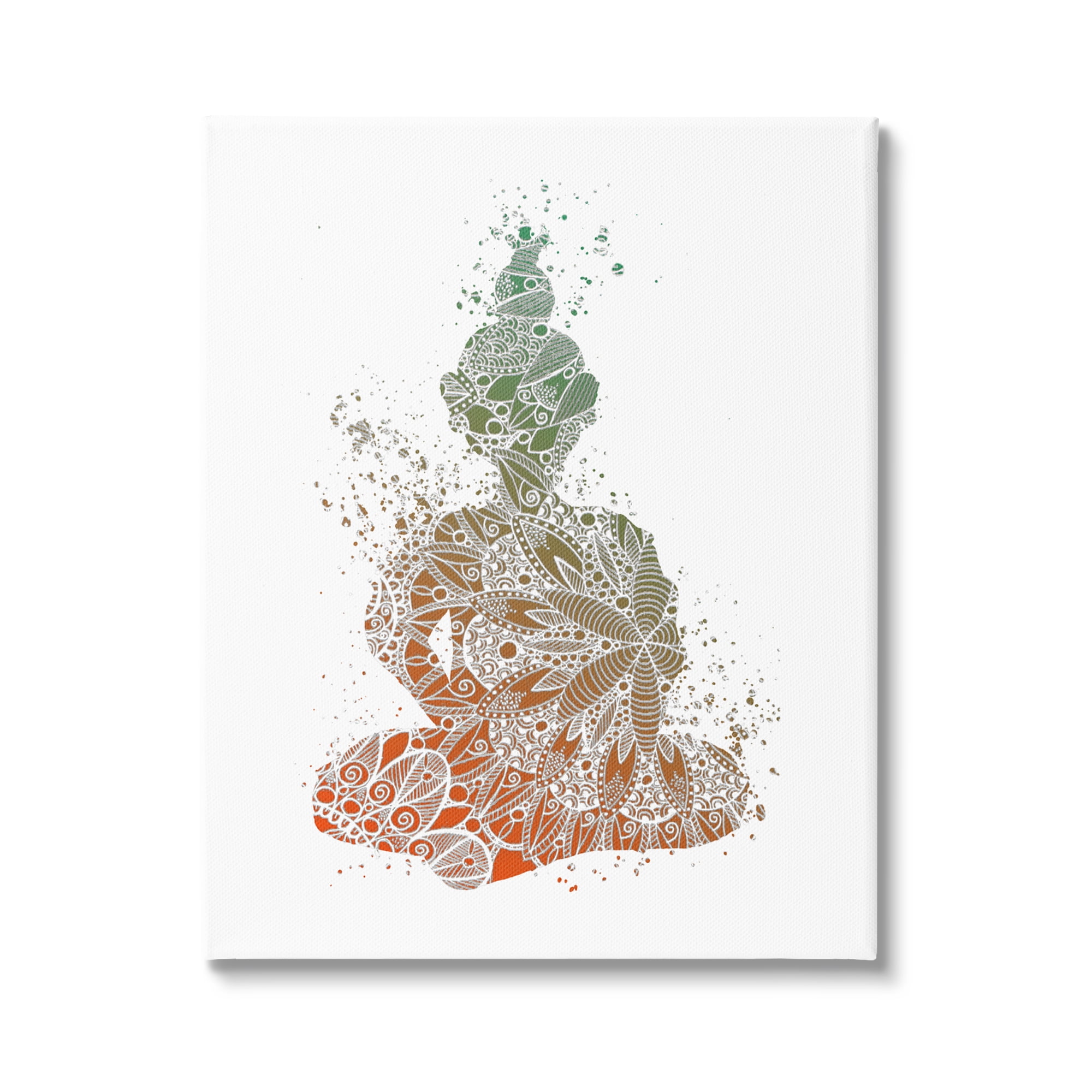 Stupell Industries Modern Floral Buddha Abstract Painting Gallery Wrapped Canvas Print Wall Art, 30 x 40