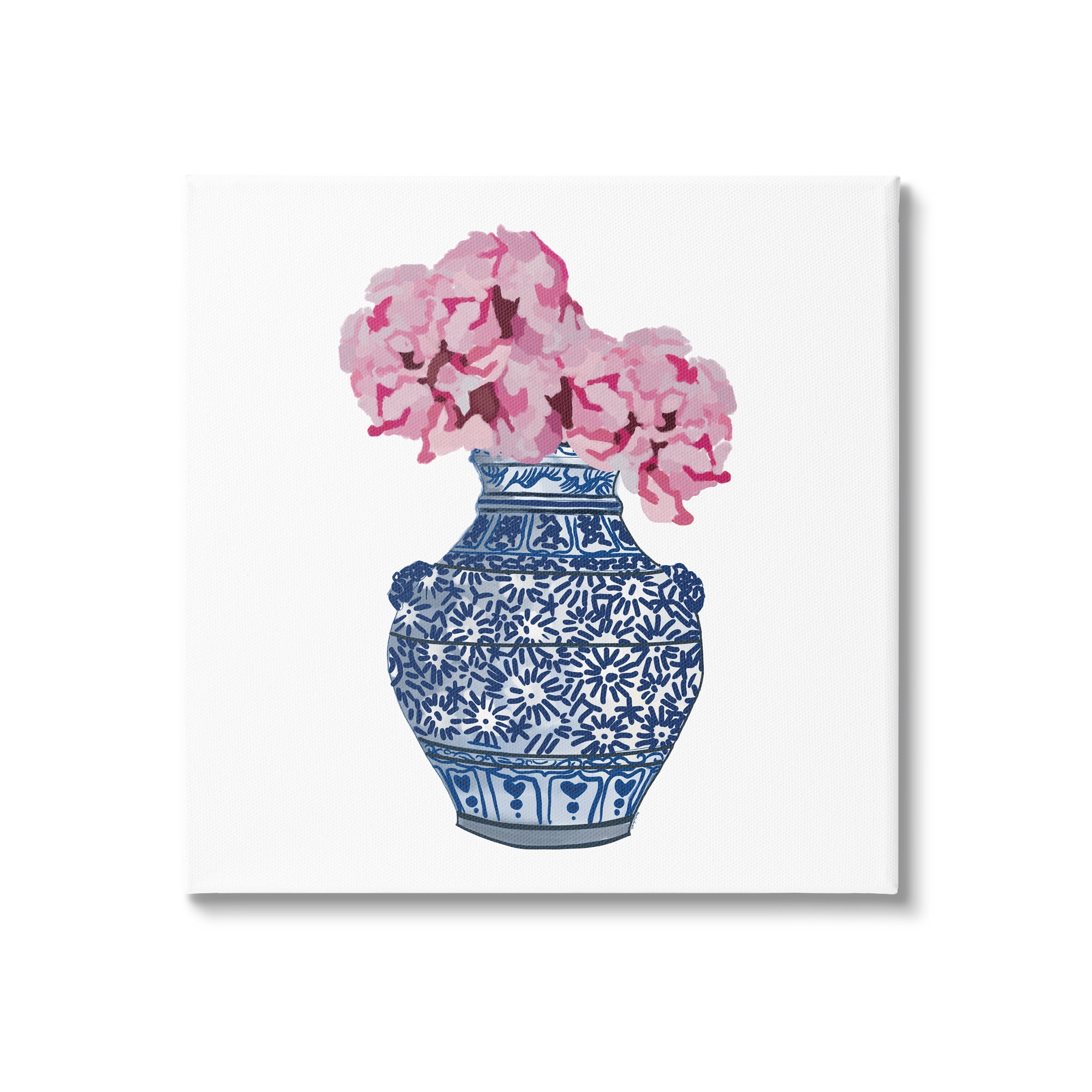 Stupell Industries Modern Floral Ikebana Arrangement Ornate Blue Vase Graphic Art Gallery Wrapped Canvas Print Wall Art, Design by Amelia Noyes