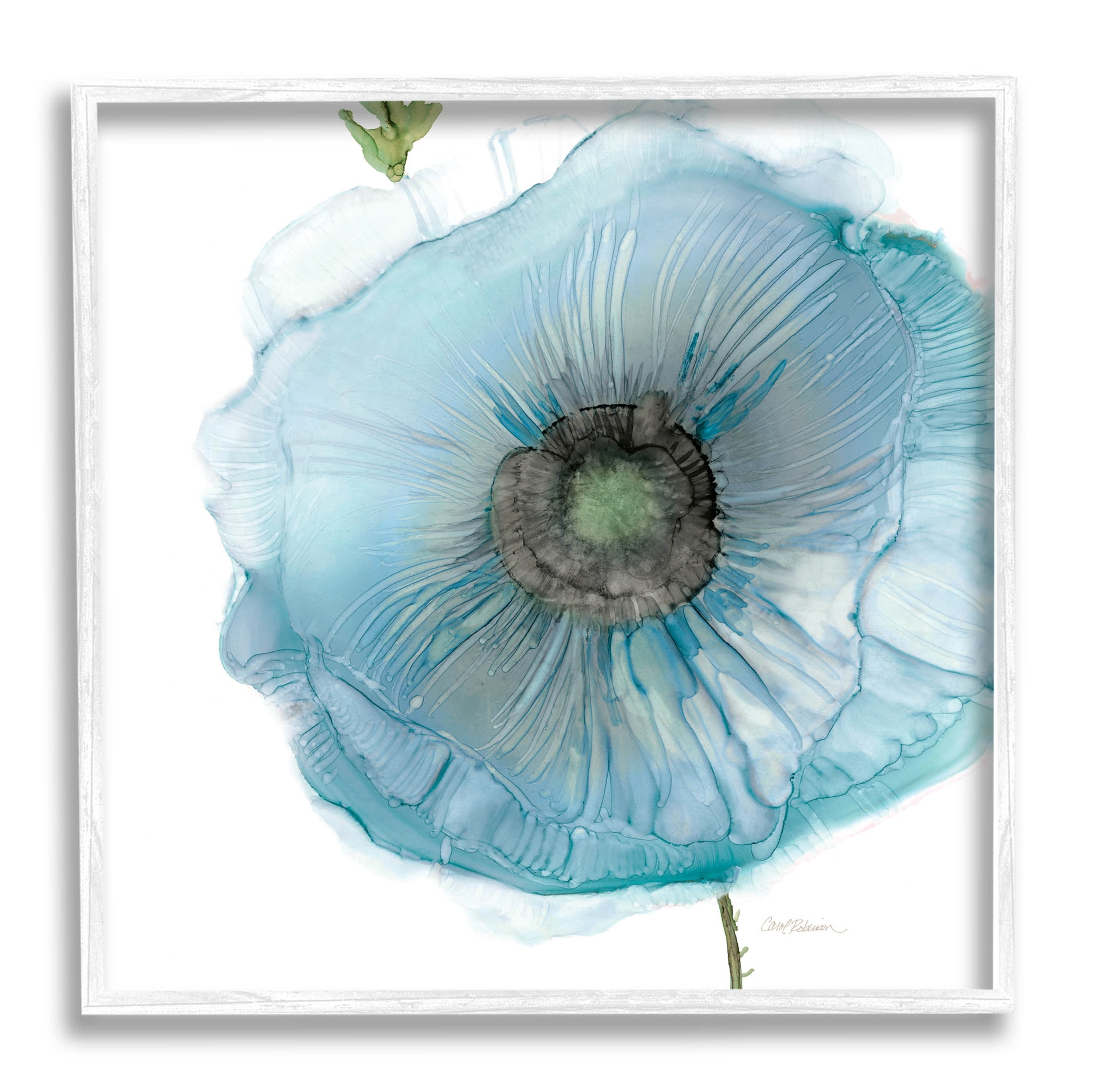 Stupell Industries Modern Floral Poppy Shape Graphic Art White Framed Art Print Wall Art, Design by Carol Robinson
