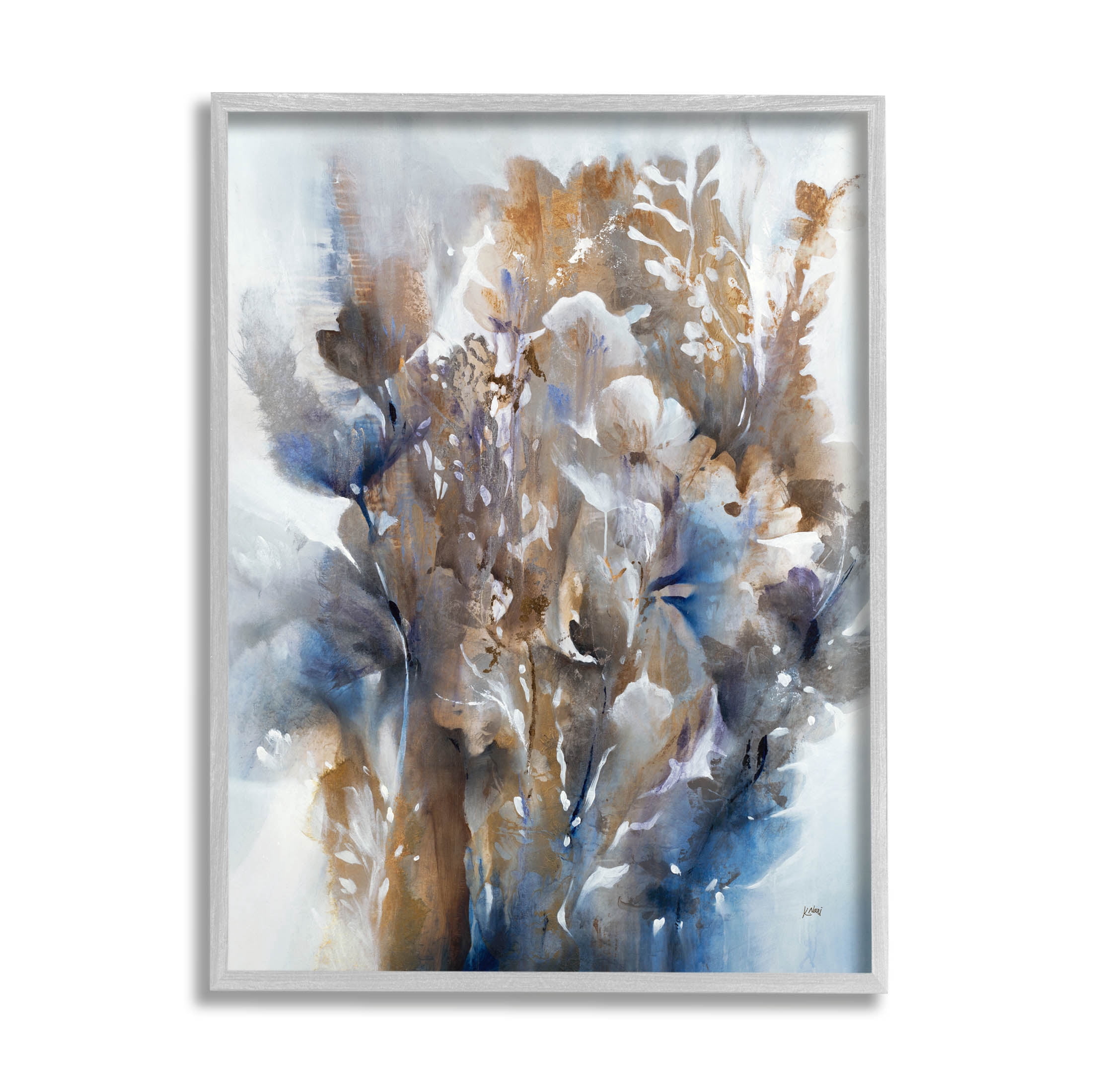 Stupell Industries Modern Flower Bouquet Composition Painting Gray Framed Art Print Wall Art, Design by K. Nari