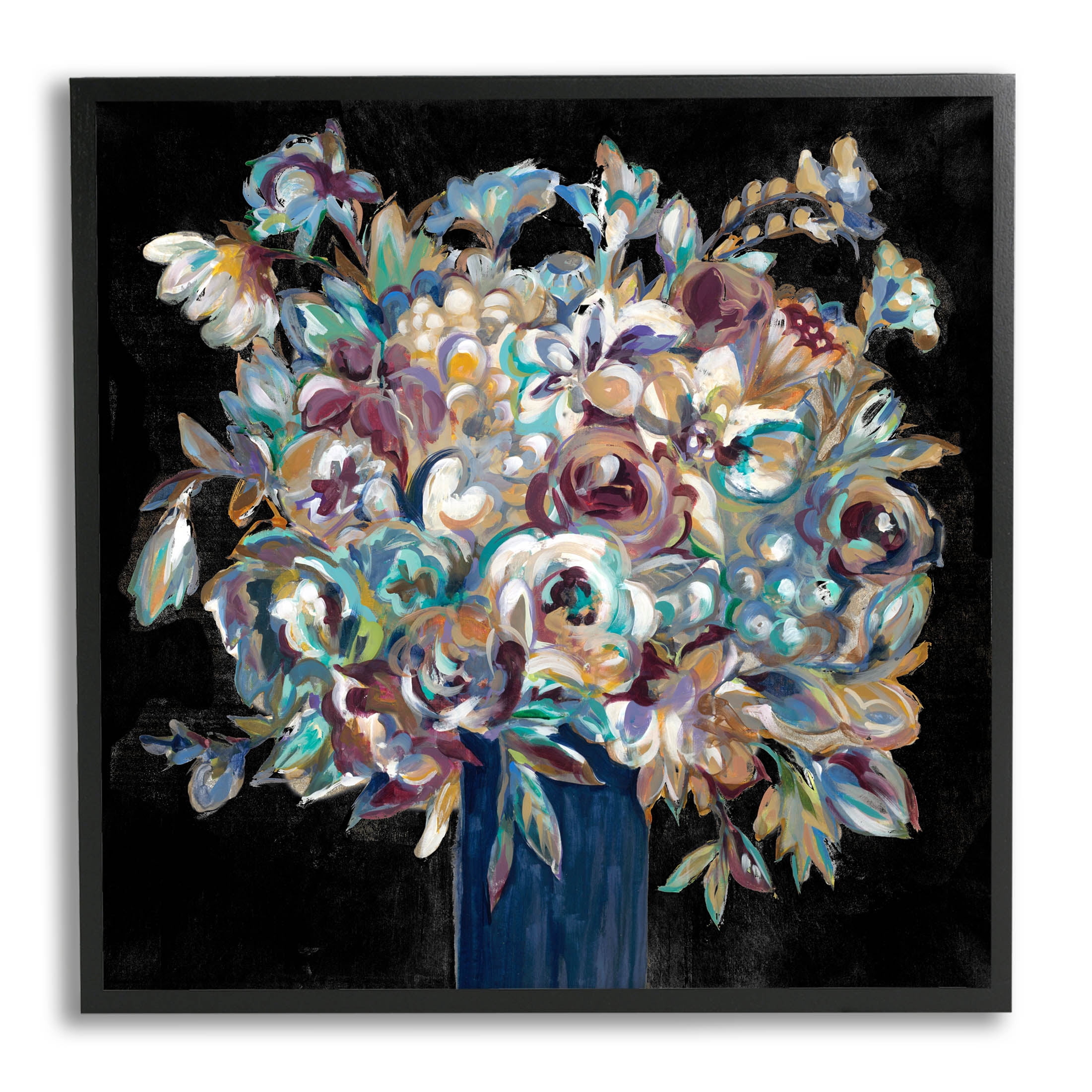 Stupell Industries Modern Flower Bouquet Painting Painting Black Framed Art Print Wall Art, Design by Liz Jardine