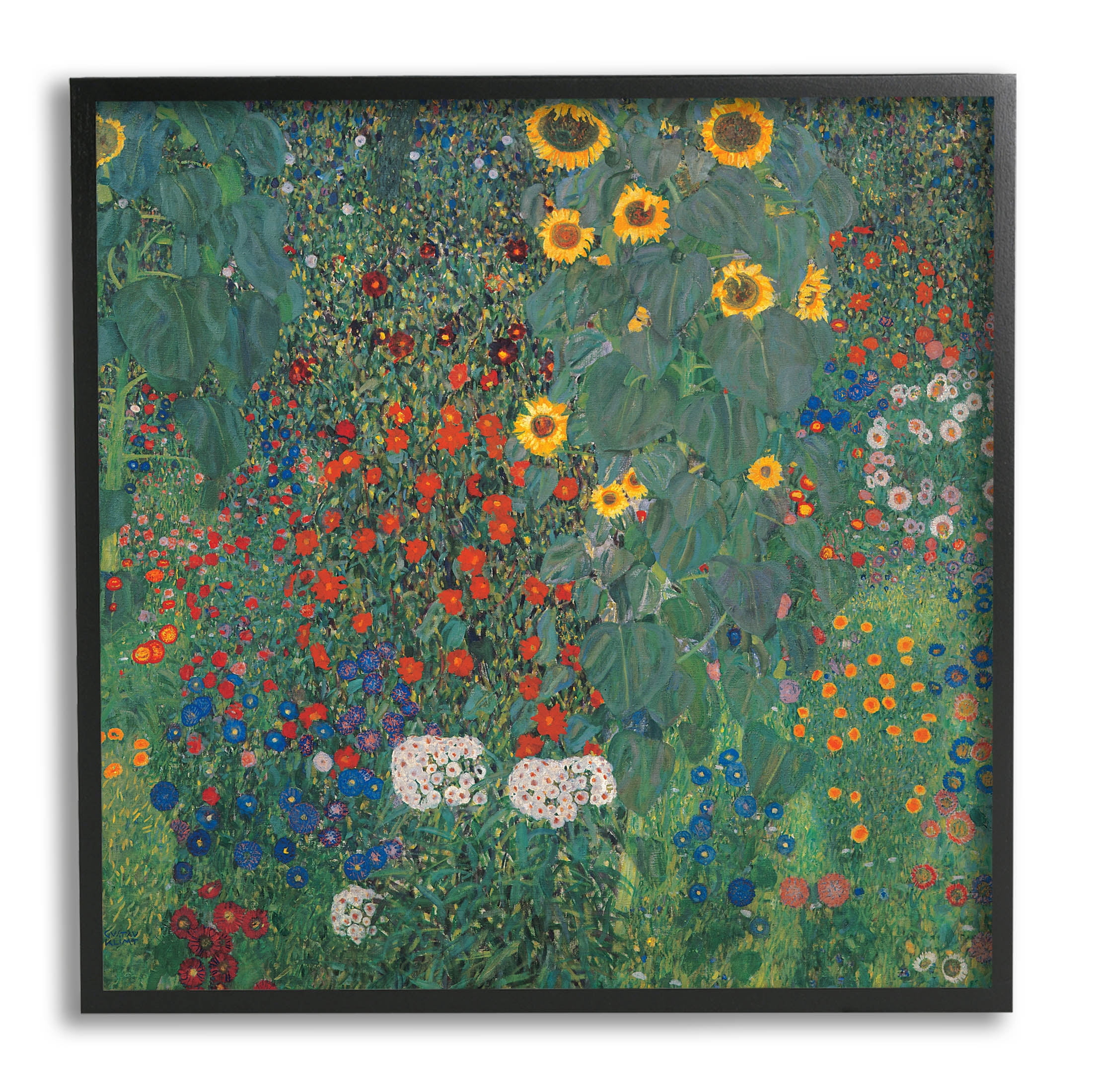 Stupell Industries Modern Flower Garden Collage Graphic Art Black Framed Art Print Wall Art, Design by Gustav Klimt
