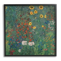 Stupell Industries Modern Flower Garden Collage Graphic Art Black Framed Art Print Wall Art, Design by Gustav Klimt