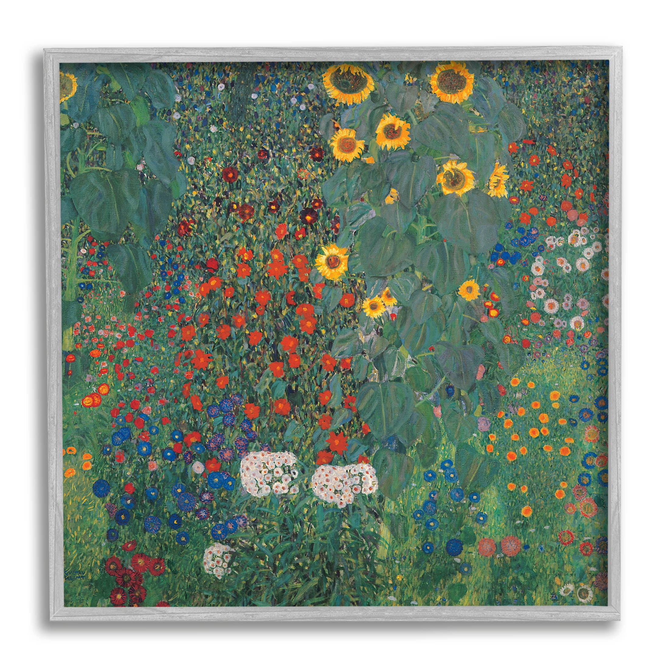 Stupell Industries Modern Flower Garden Collage Graphic Art Gray Framed Art Print Wall Art, Design by Gustav Klimt