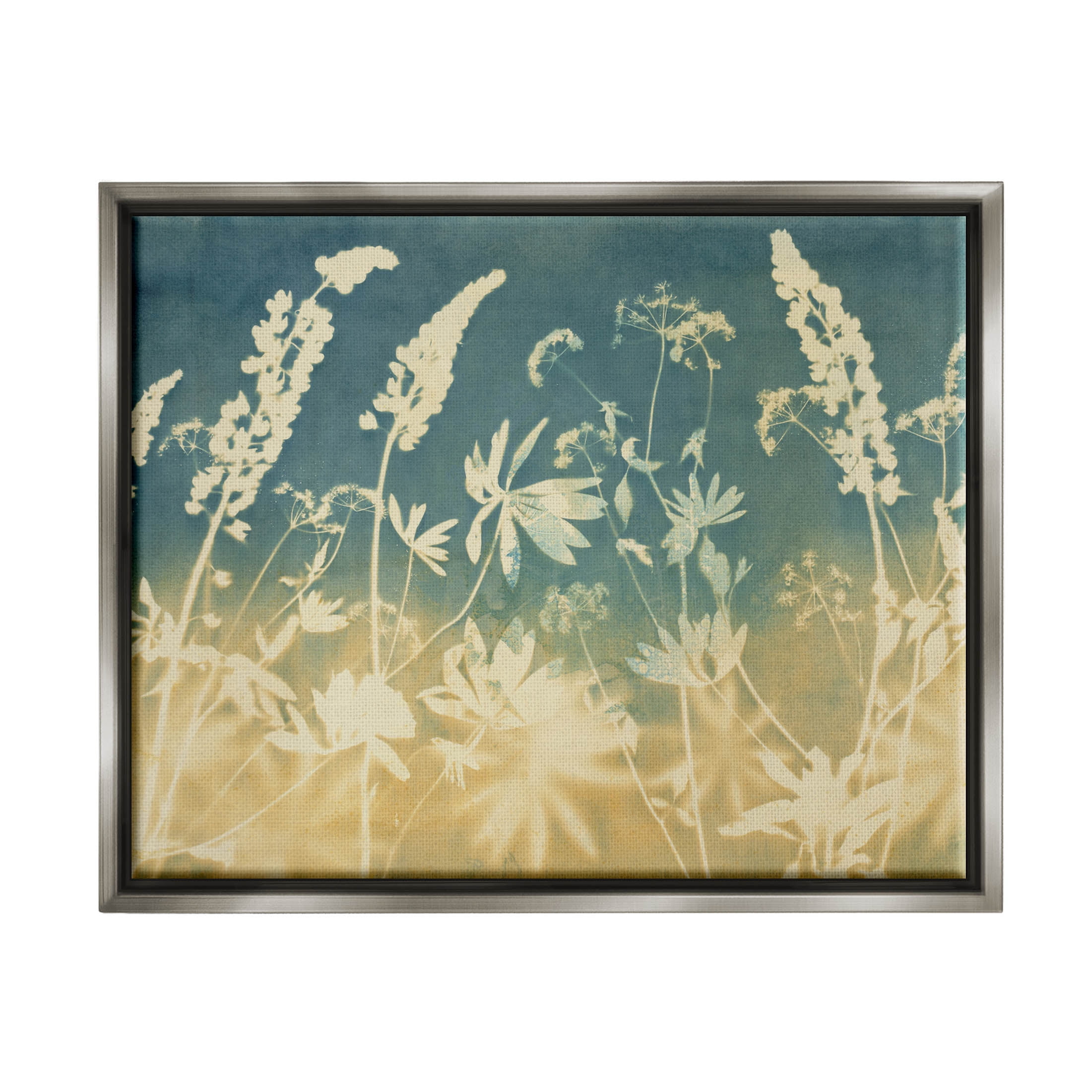 Stupell Industries Modern Flower Meadow Botanicals Graphic Art Luster Gray Floating Framed Canvas Print Wall Art, Design by Liz St. Andre