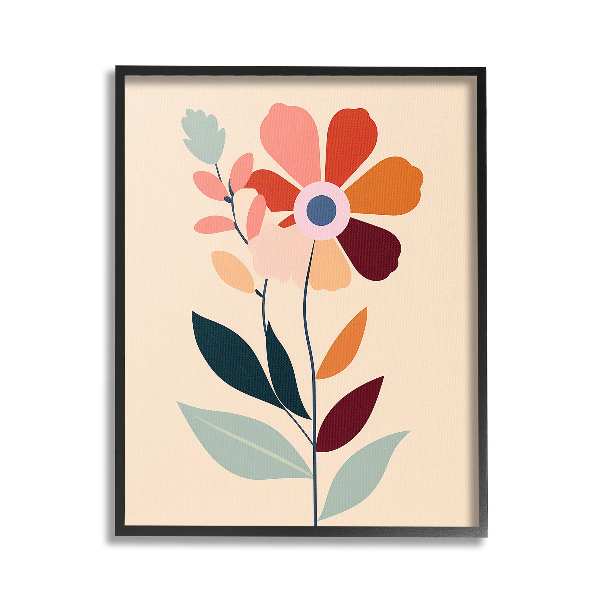 Stupell Industries Modern Flower Sprigs Botanical & Floral Painting Black Framed Art Print Wall Art, 16 x 20