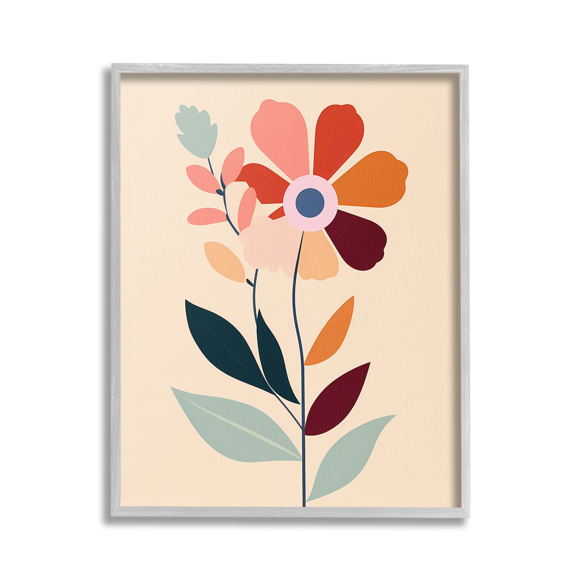 Stupell Industries Modern Flower Sprigs Botanical & Floral Painting Gray Framed Art Print Wall Art, 24 x 30