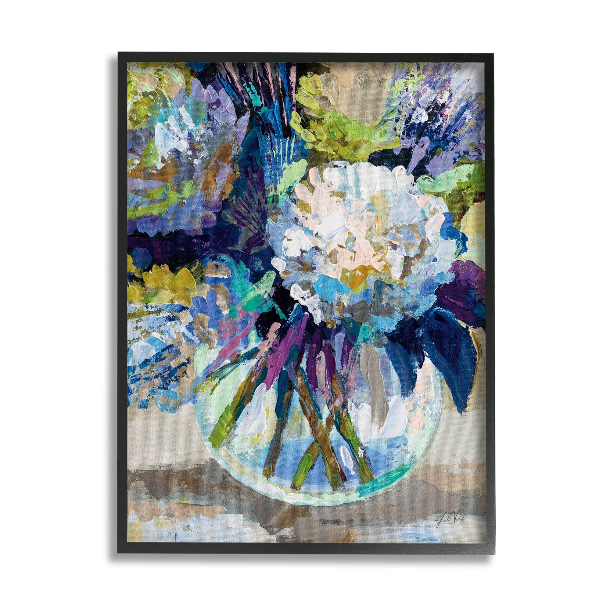 Stupell Industries Modern Flower Vase Botanical & Floral Painting Black Framed Art Print Wall Art, 11 x 14
