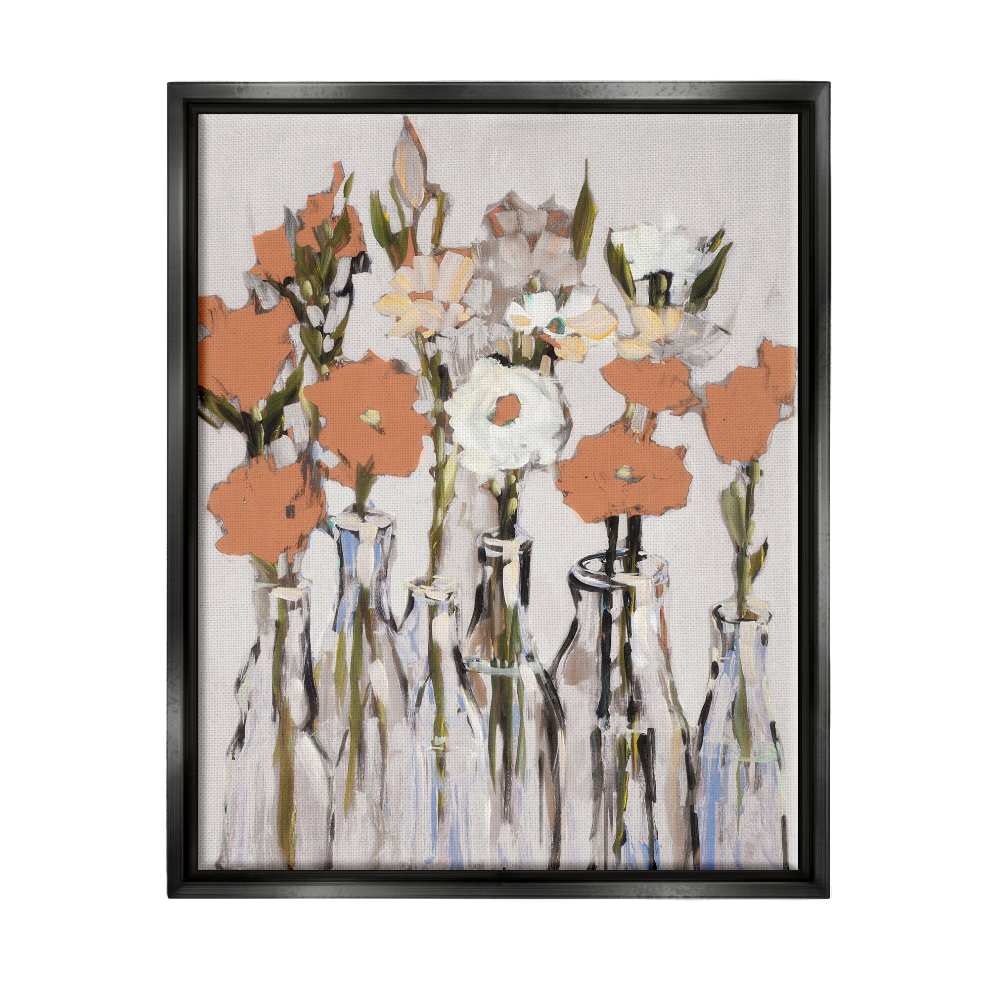 Stupell Industries Modern Flower Vases Painting Botanical & Floral Painting Black Floater Framed Art Print Wall Art, 25 x 31