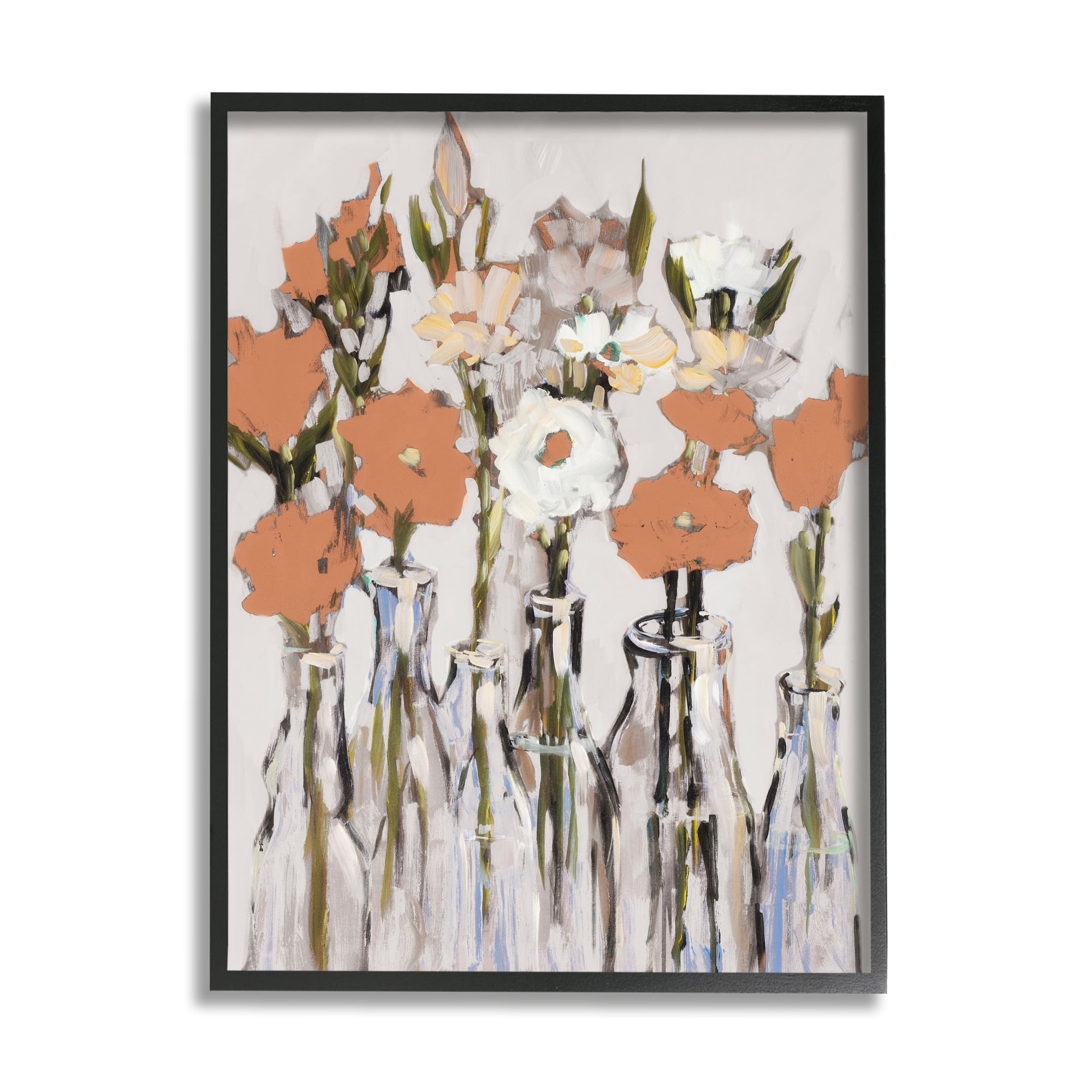 Stupell Industries Modern Flower Vases Painting Botanical & Floral Painting Black Framed Art Print Wall Art, 24 x 30
