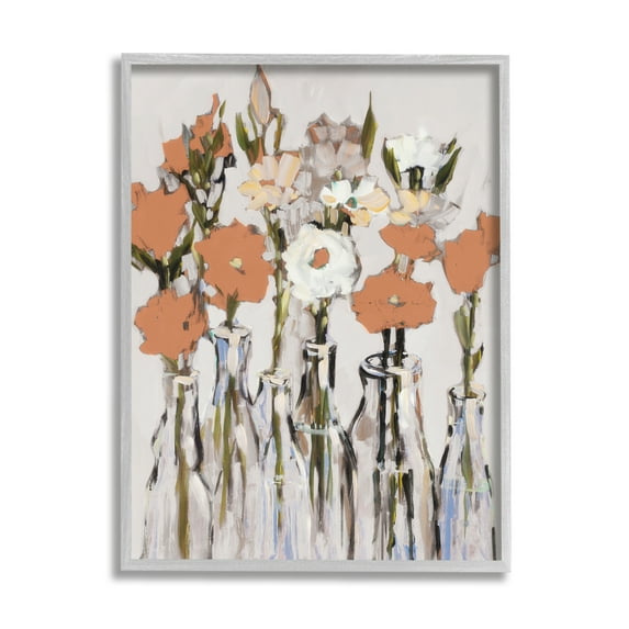 Stupell Industries Modern Flower Vases Painting Botanical & Floral Painting Gray Framed Art Print Wall Art, 24 x 30