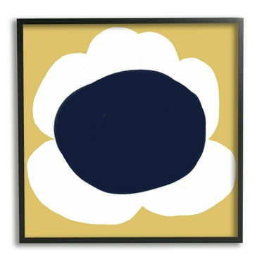 Stupell Industries Modern Flower on Yellow Botanical & Floral Painting Black Framed Art Print Wall Art, 12 x 12
