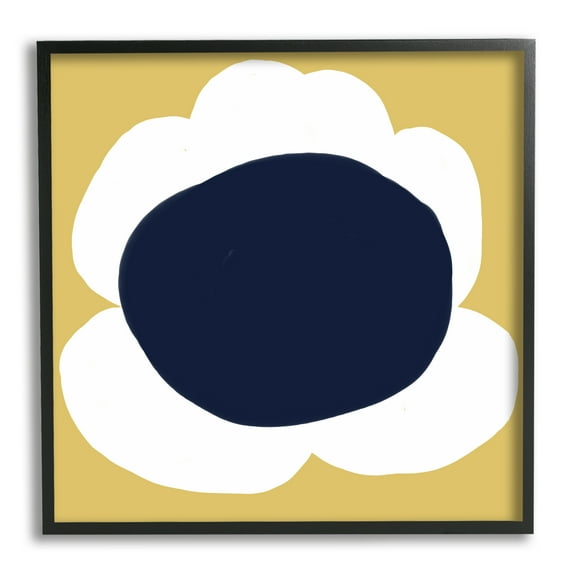 Stupell Industries Modern Flower on Yellow Botanical & Floral Painting Black Framed Art Print Wall Art, 12 x 12