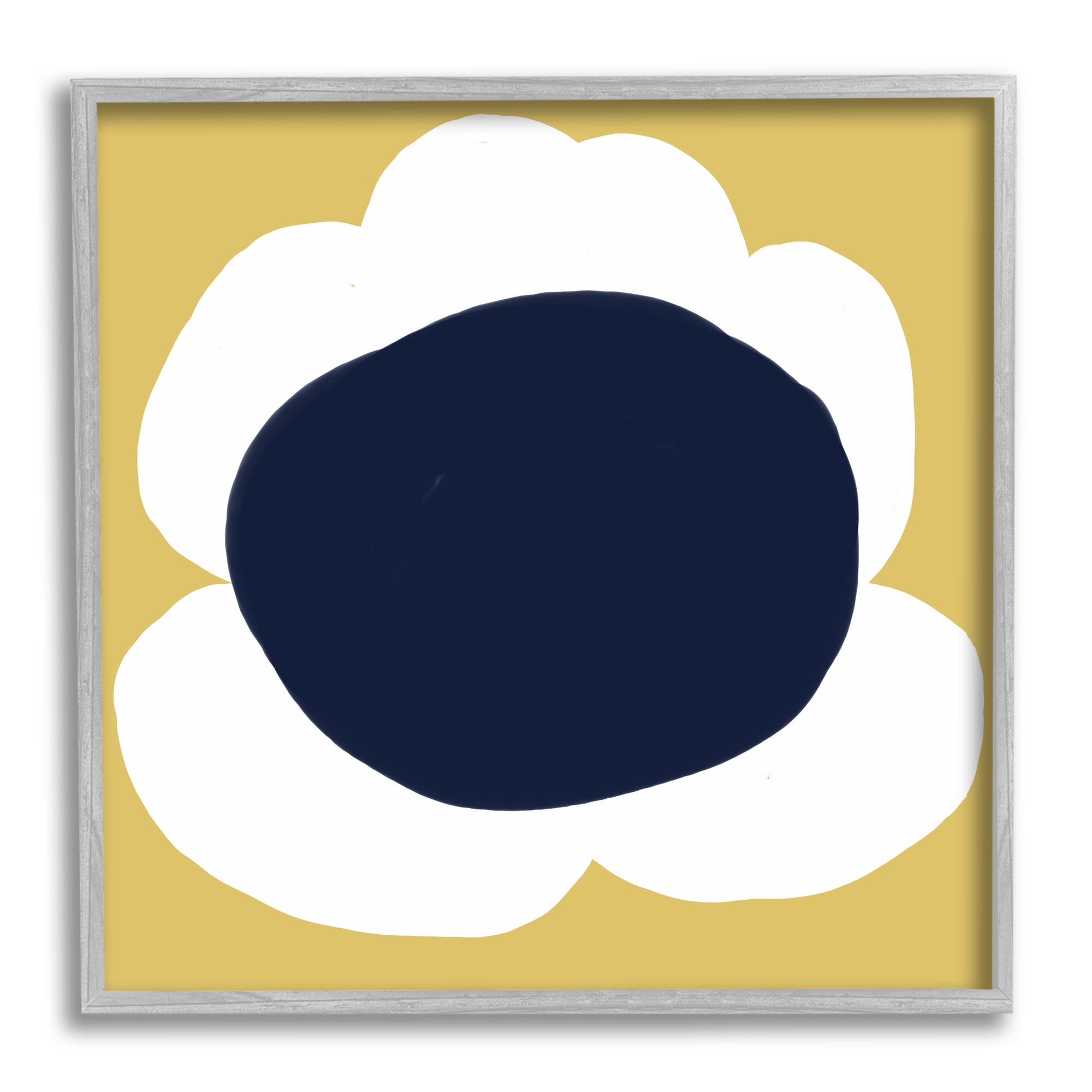 Stupell Industries Modern Flower on Yellow Botanical & Floral Painting Gray Framed Art Print Wall Art, 12 x 12