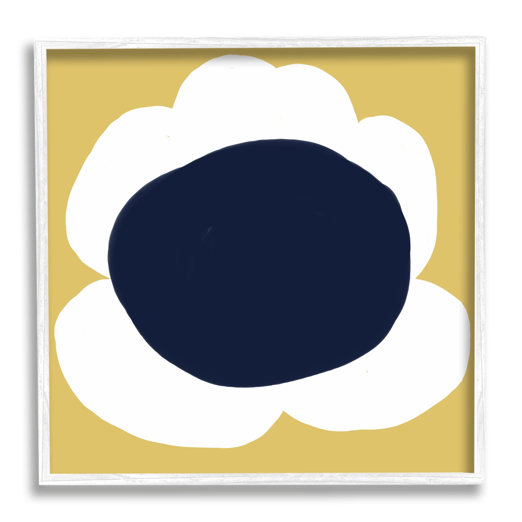 Stupell Industries Modern Flower on Yellow Botanical & Floral Painting White Framed Art Print Wall Art, 17 x 17