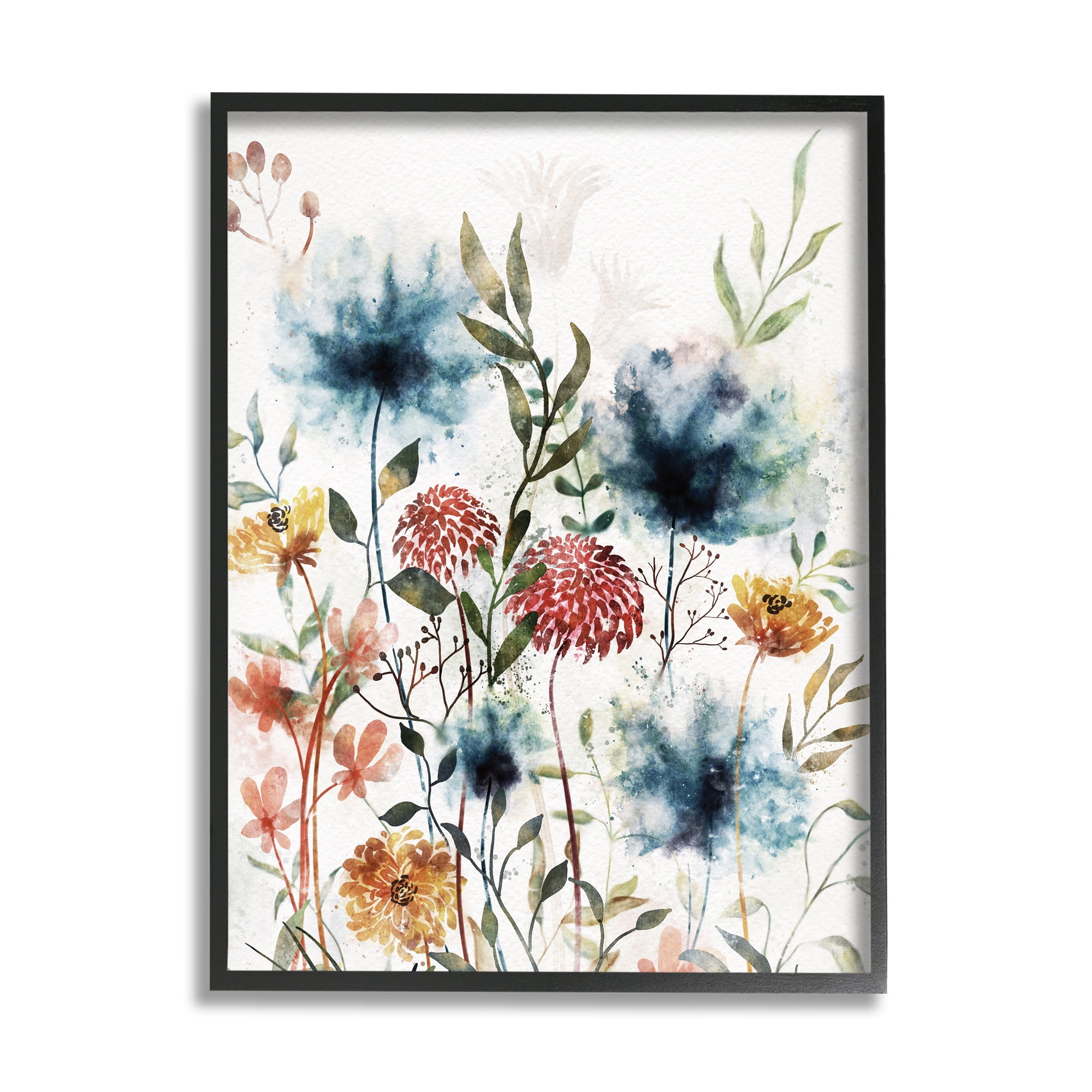 Stupell Industries Modern Flowers Dahlia Blooms Botanical & Floral Painting Black Framed Art Print Wall Art