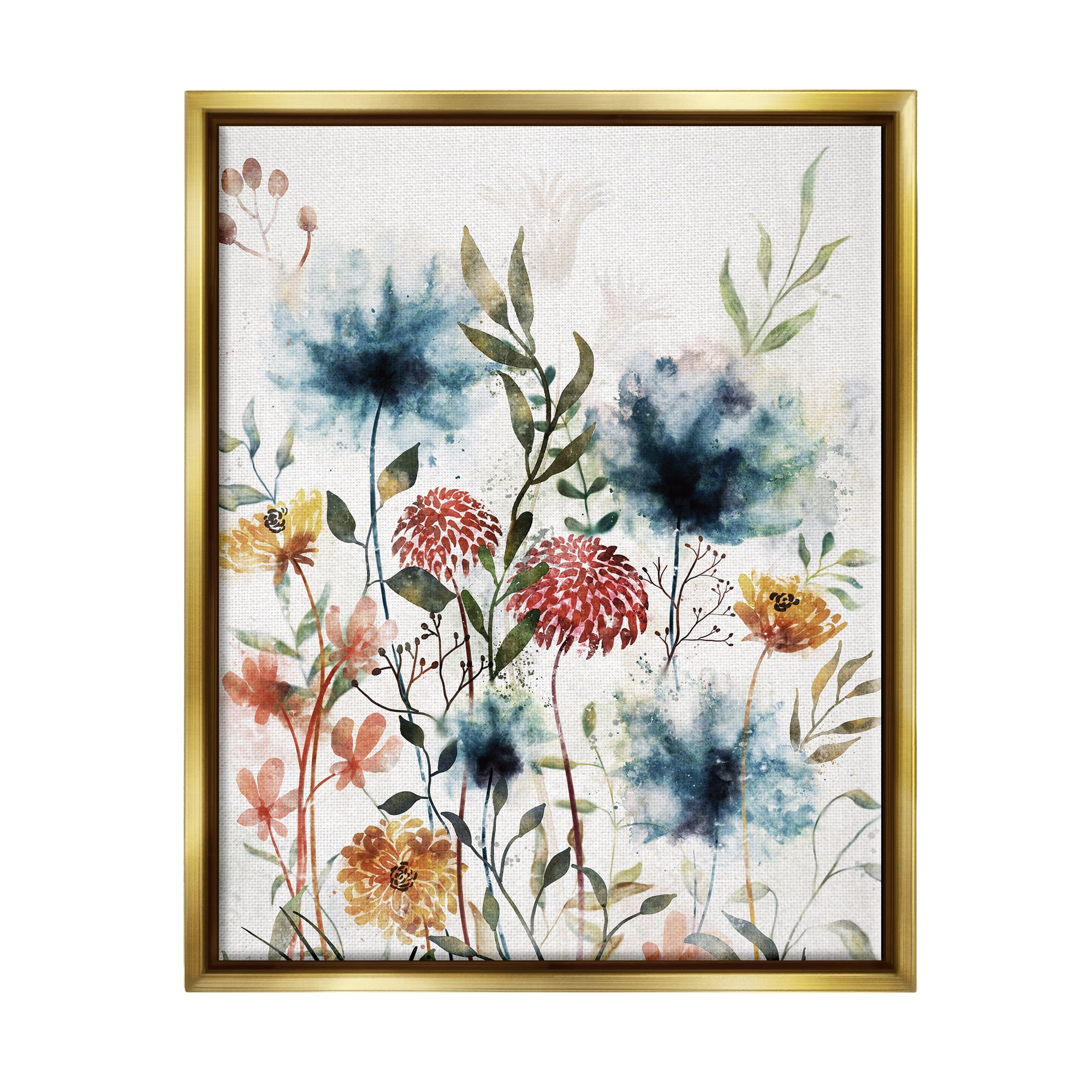 Stupell Industries Modern Flowers Dahlia Blooms Botanical & Floral Painting Gold Floater Framed Art Print Wall Art
