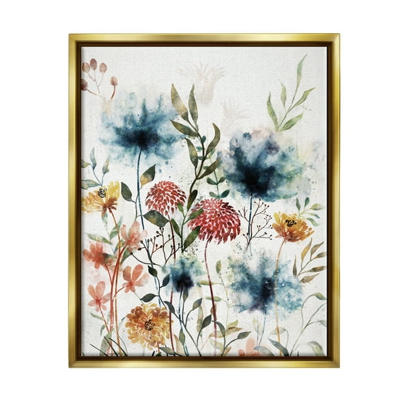Stupell Industries Modern Flowers Dahlia Blooms Botanical & Floral Painting Gold Floater Framed Art Print Wall Art