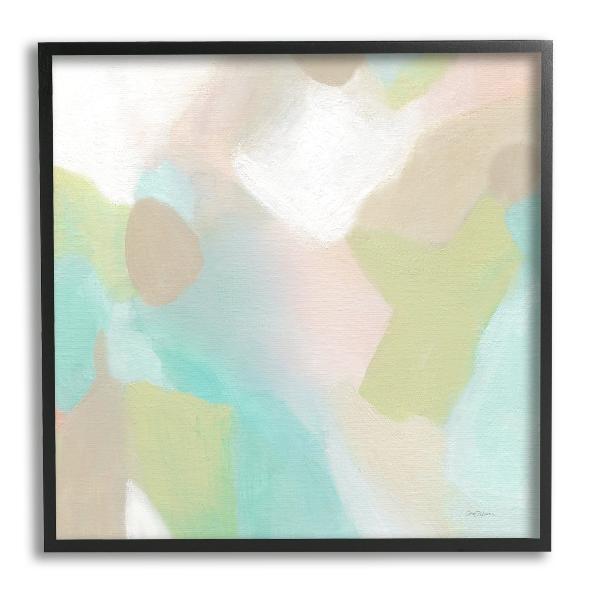 Stupell Industries Modern Fluid Pastel Shapes Soft Green Accent Painting Black Framed Art Print Wall Art, Design by Carol Robinson