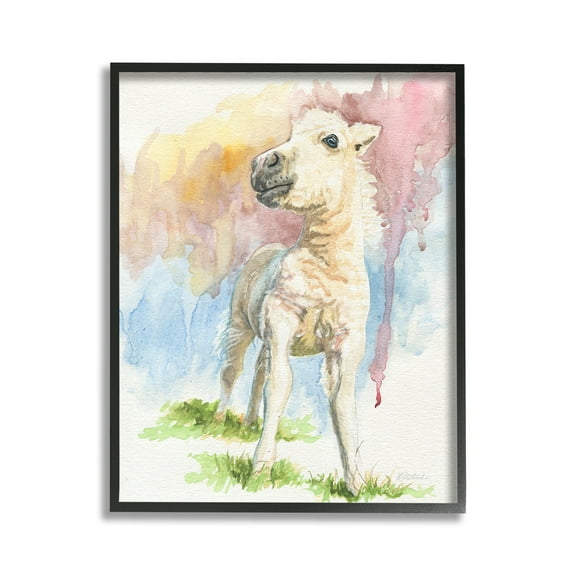 Stupell Industries Modern Foal Painting Animals & Insects Painting Black Framed Art Print Wall Art, 11 x 14