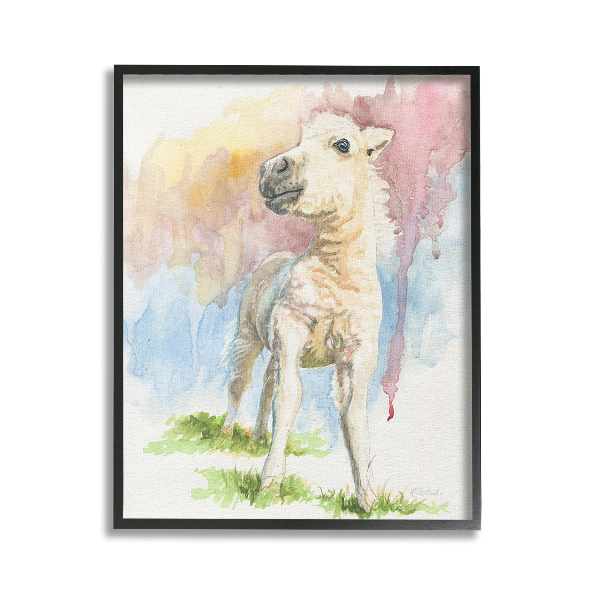 Stupell Industries Modern Foal Painting Animals & Insects Painting Black Framed Art Print Wall Art, 24 x 30