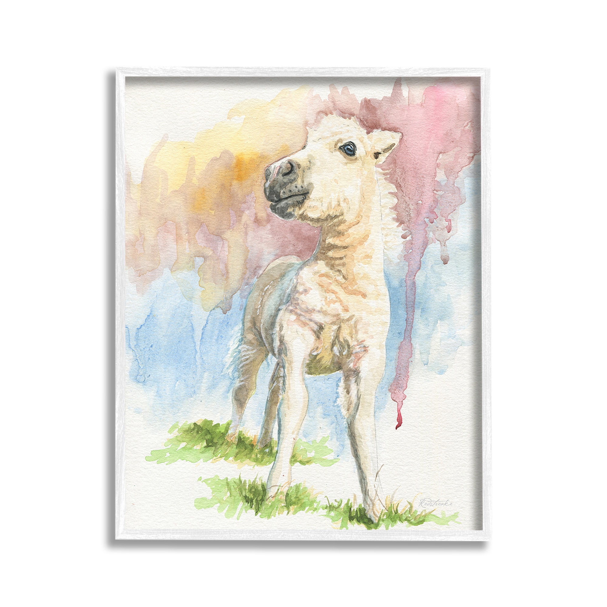 Stupell Industries Modern Foal Painting Animals & Insects Painting White Framed Art Print Wall Art, 11 x 14