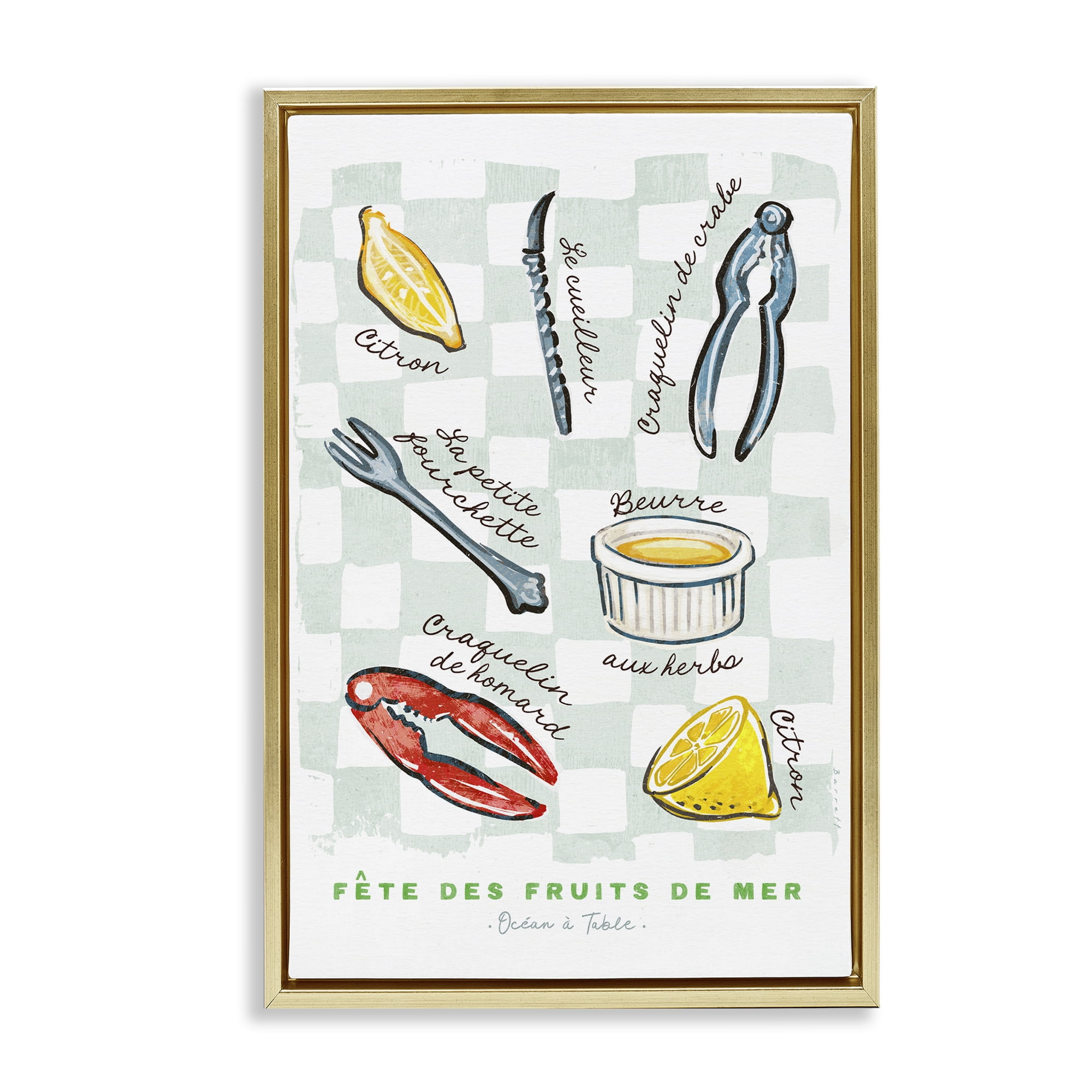 Stupell Industries Modern French Bistro Gold Framed Floater Canvas Wall Art, design by Chad Barrett