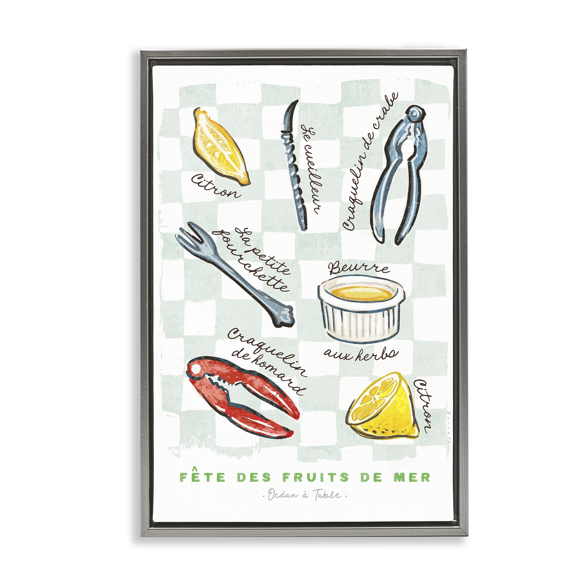 Stupell Industries Modern French Bistro Gray Framed Floater Canvas Wall Art, design by Chad Barrett